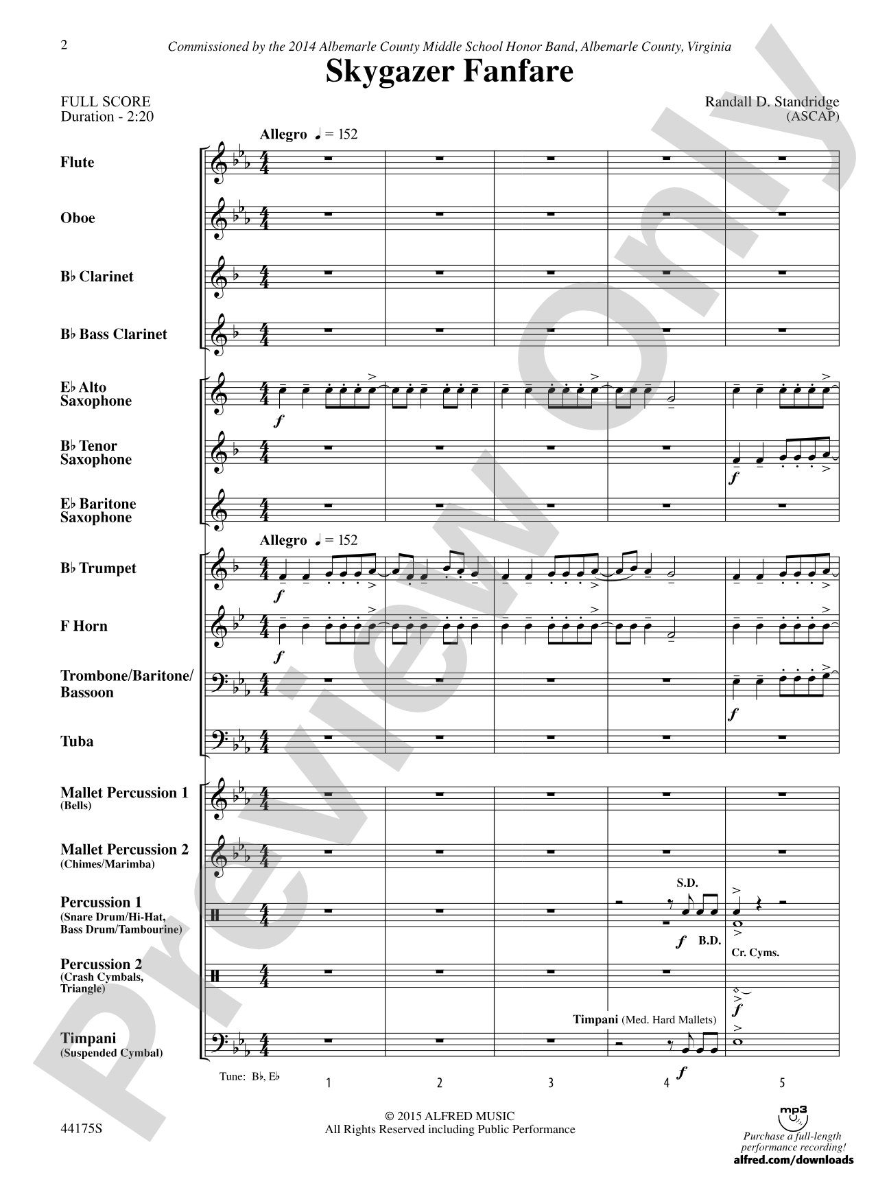 Skygazer Fanfare: Concert Band Conductor Score & Parts