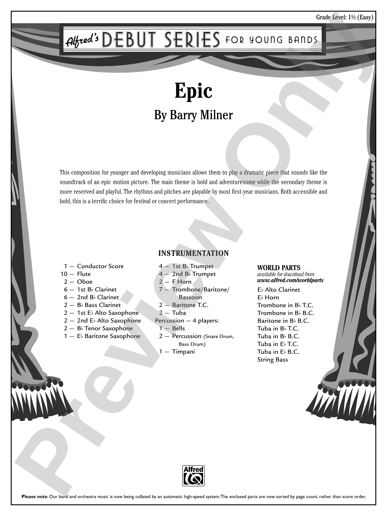 Epic: Concert Band Conductor Score & Parts
