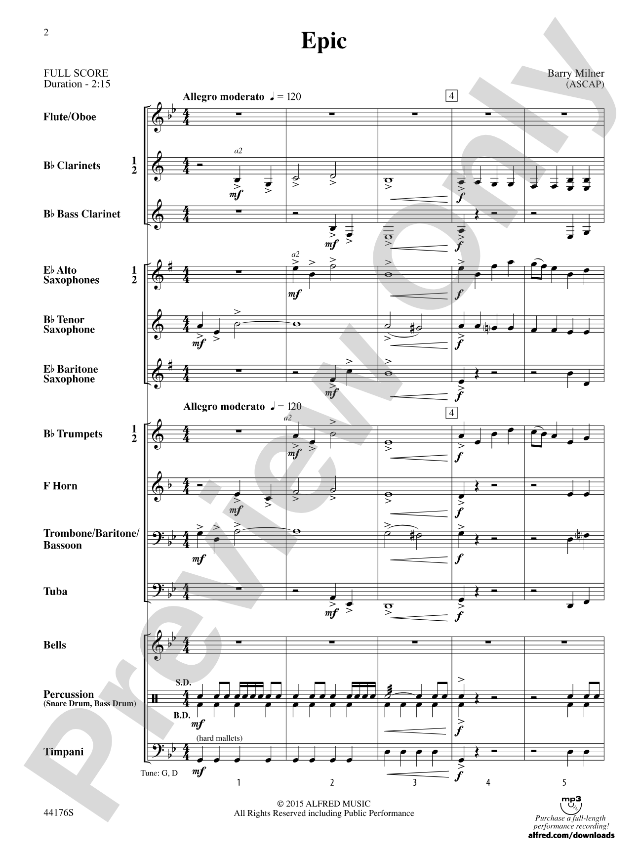 Epic: Concert Band Conductor Score & Parts