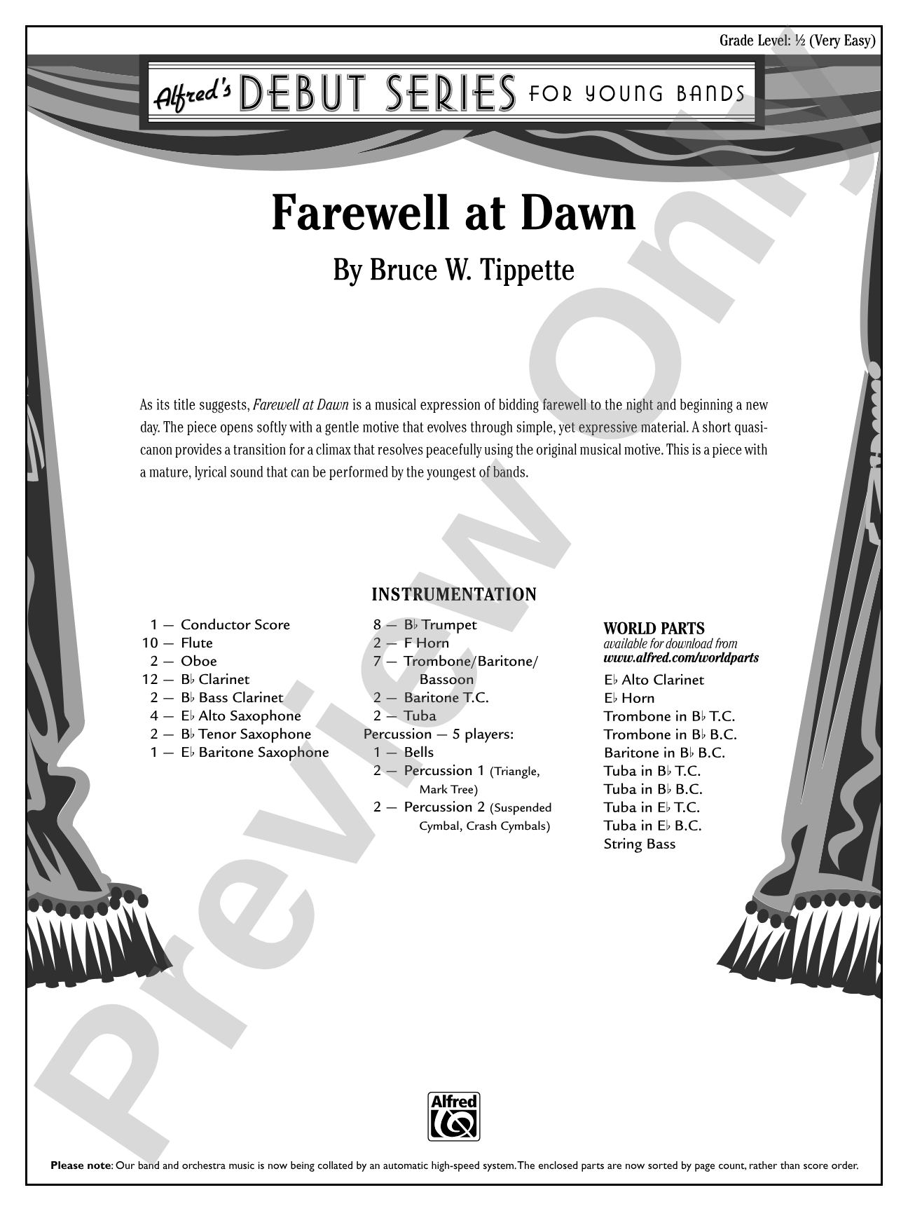 Farewell at Dawn: Concert Band Conductor Score & Parts