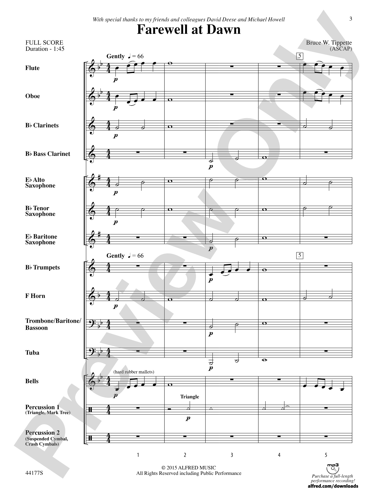 Farewell at Dawn: Concert Band Conductor Score & Parts
