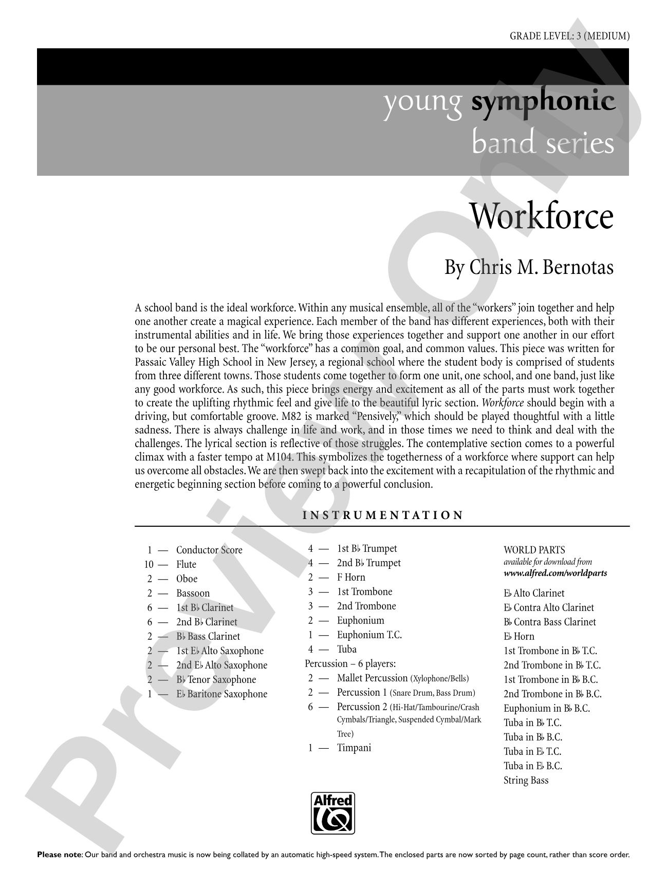 Workforce: Concert Band Conductor Score & Parts