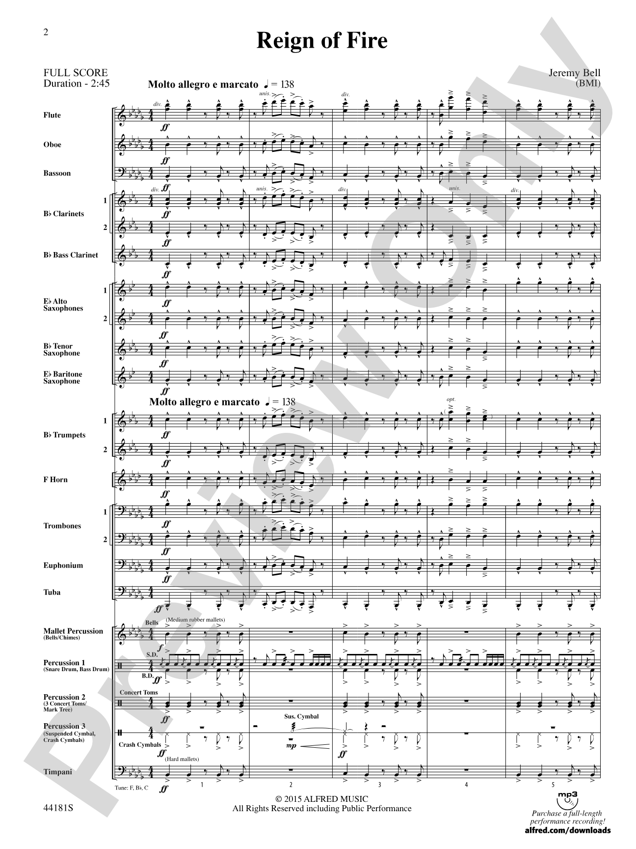 Reign of Fire: Concert Band Conductor Score & Parts