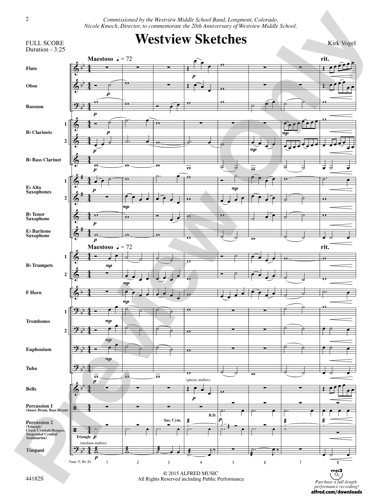 Westview Sketches: Concert Band Conductor Score & Parts
