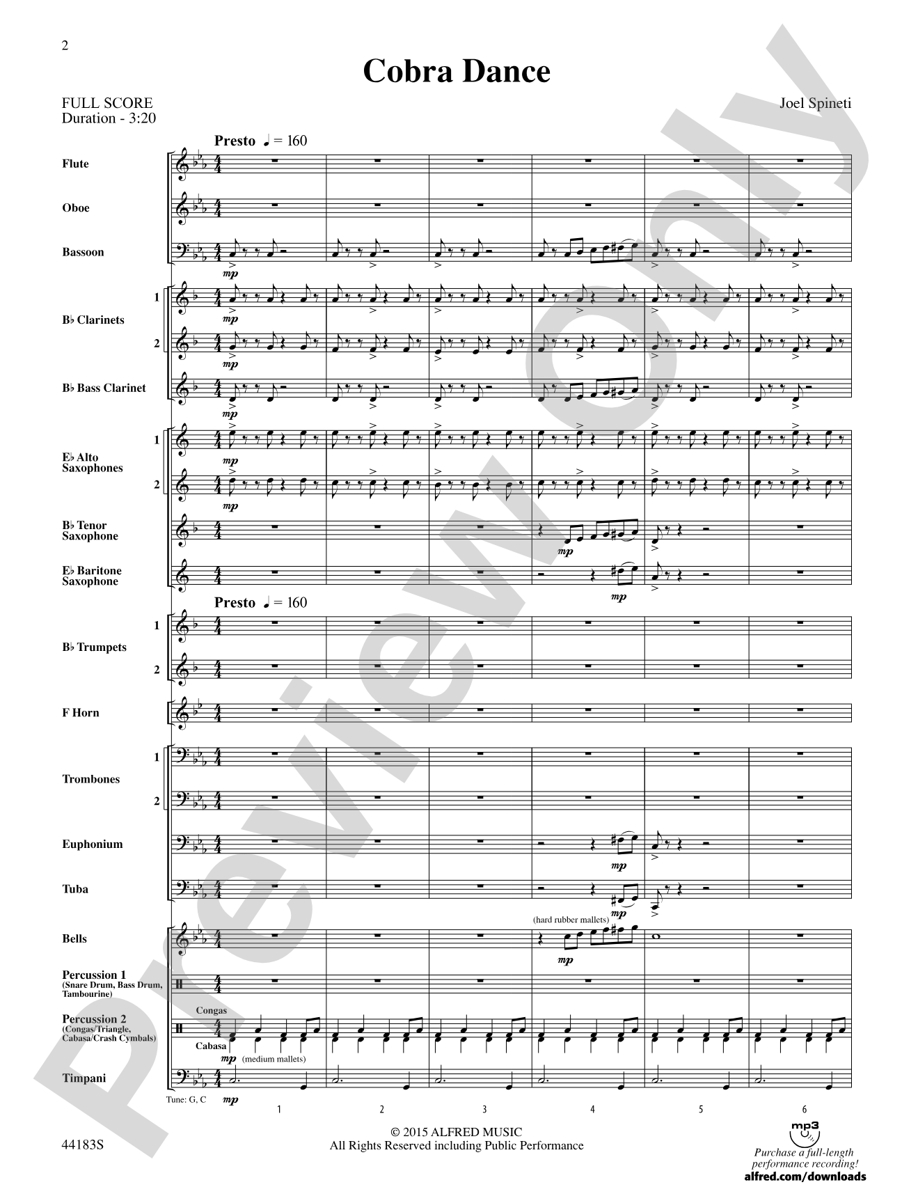 Cobra Dance: Concert Band Conductor Score & Parts