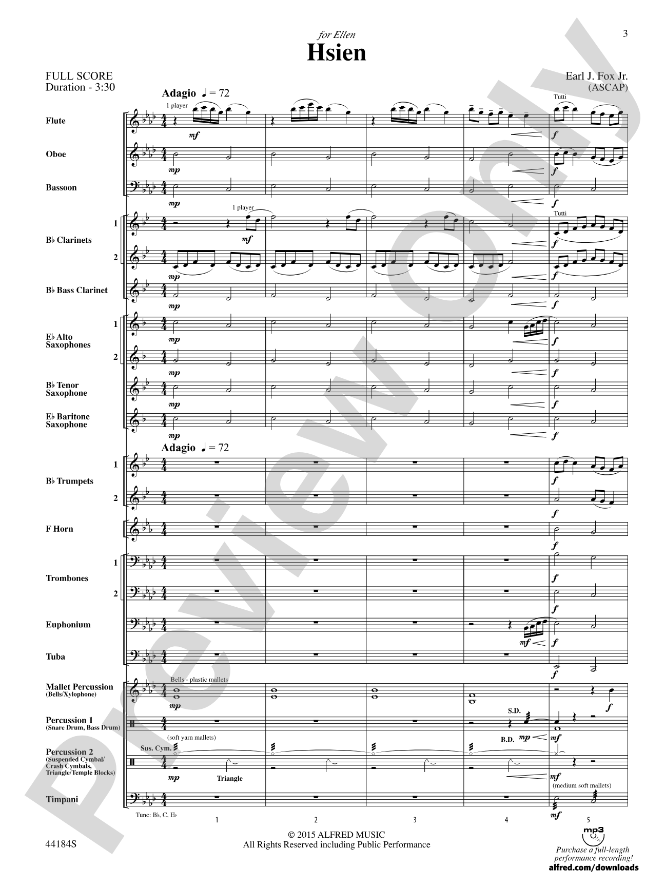 Hsien: Concert Band Conductor Score & Parts