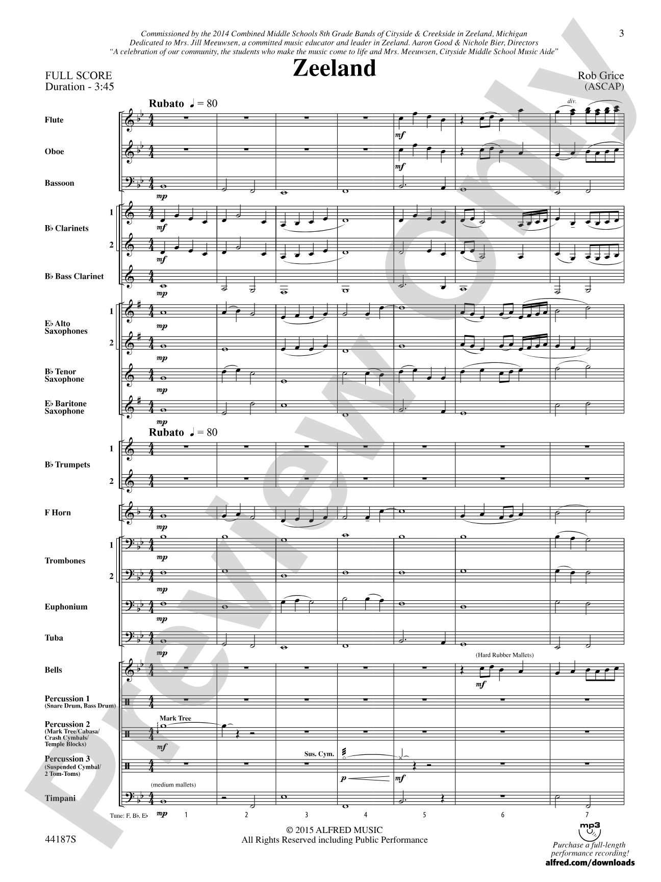 Zeeland: Concert Band Conductor Score & Parts