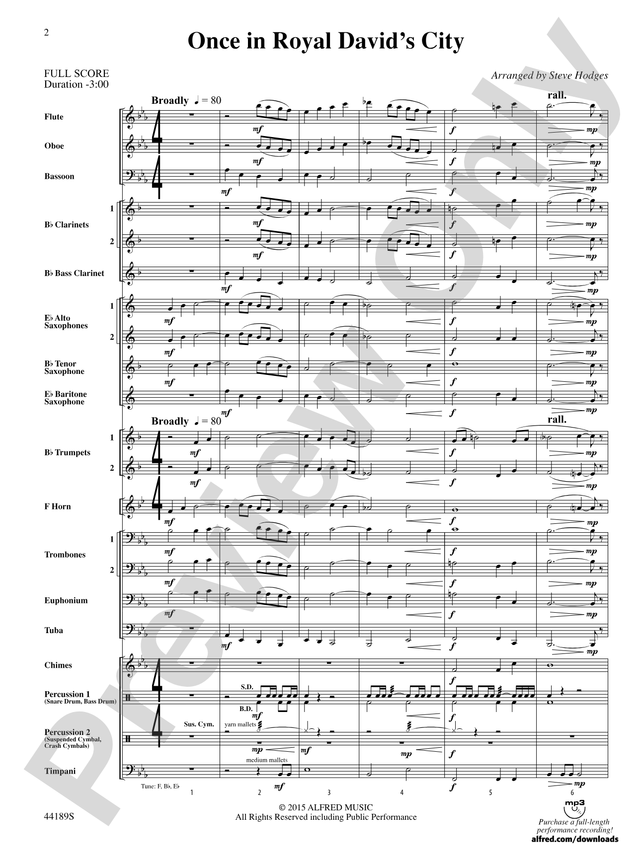 Once in Royal David's City: Concert Band Conductor Score & Parts