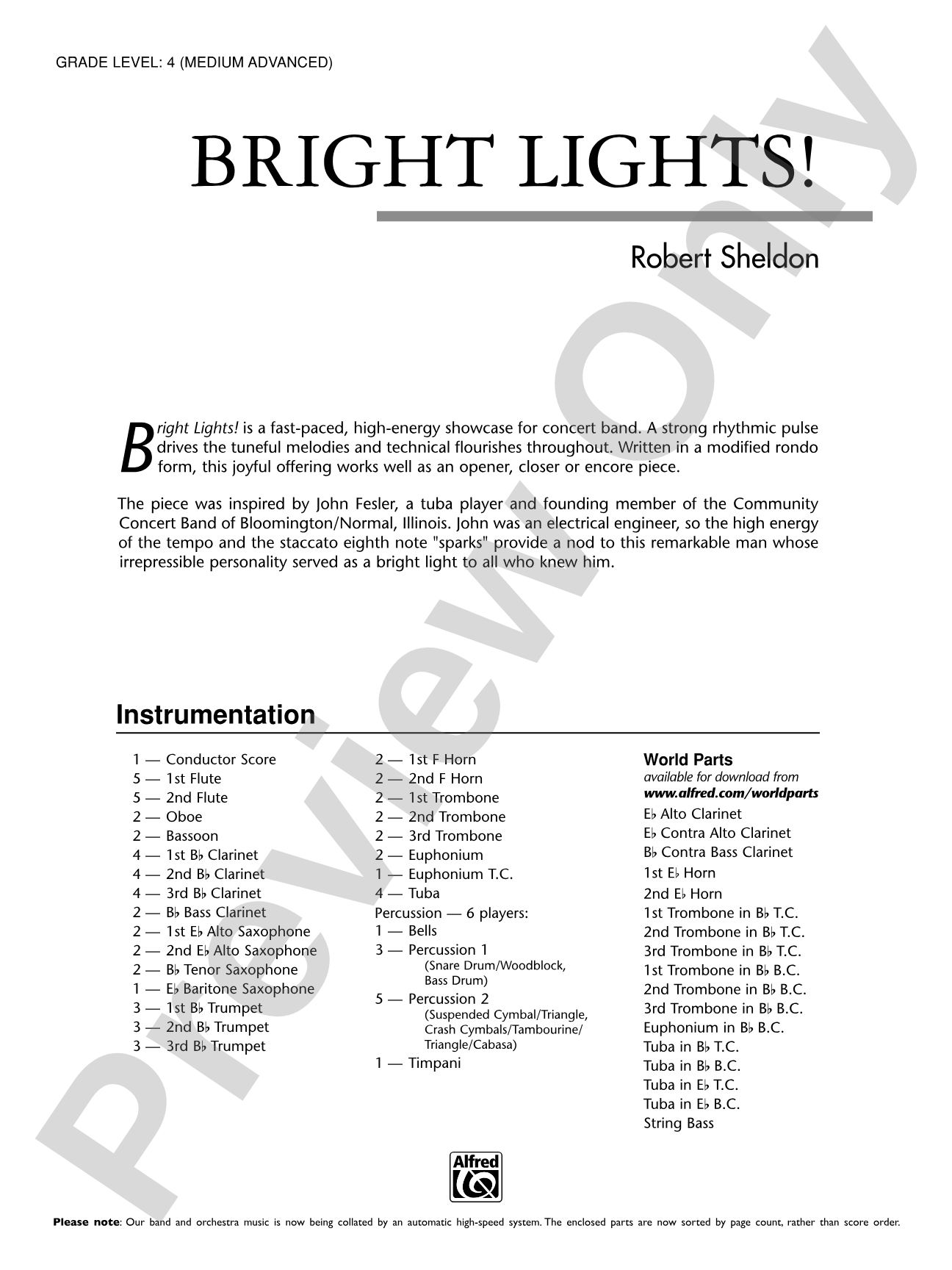 Bright Lights!: Concert Band Conductor Score & Parts