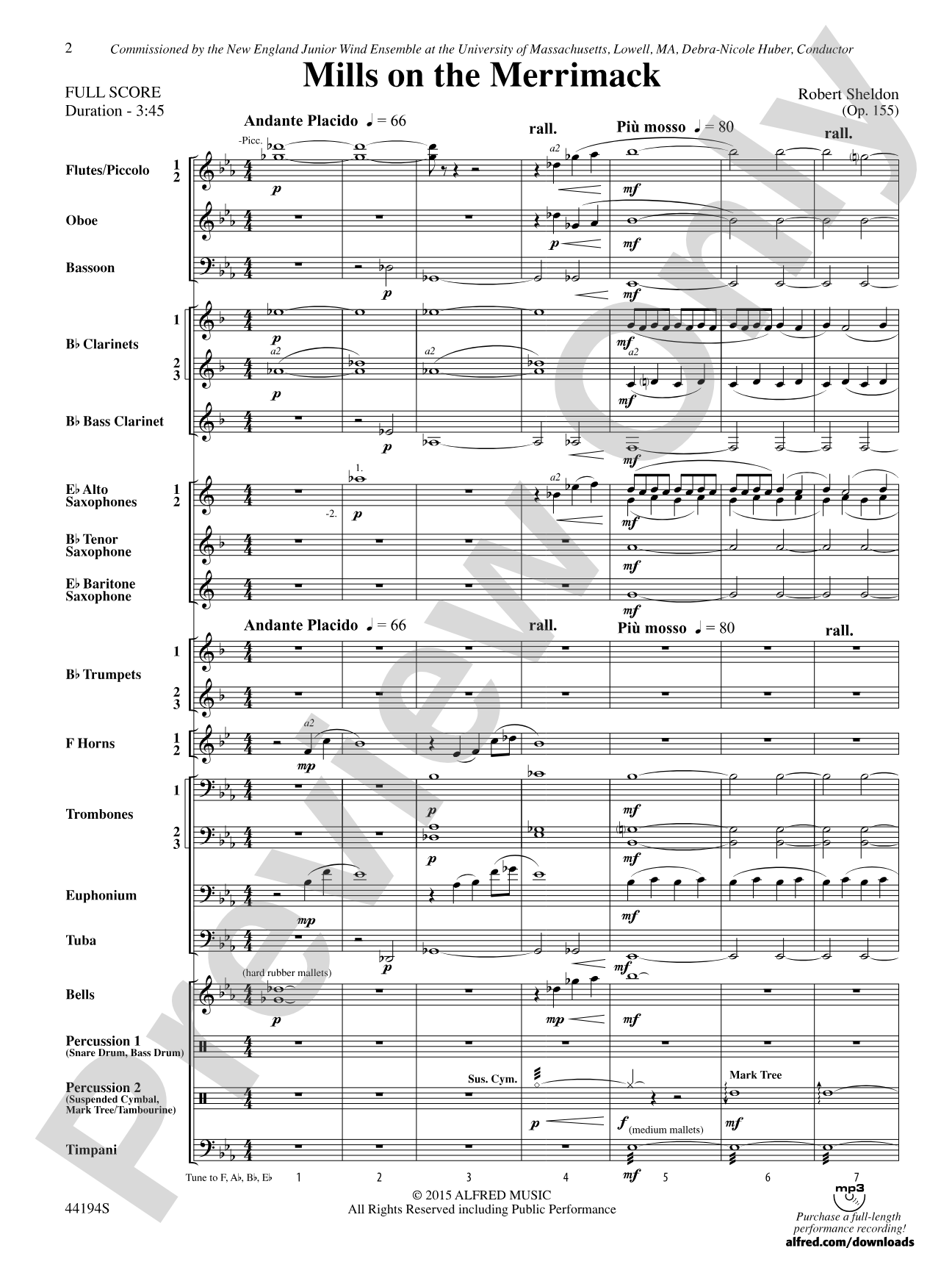 Mills on the Merrimack: Concert Band Conductor Score & Parts