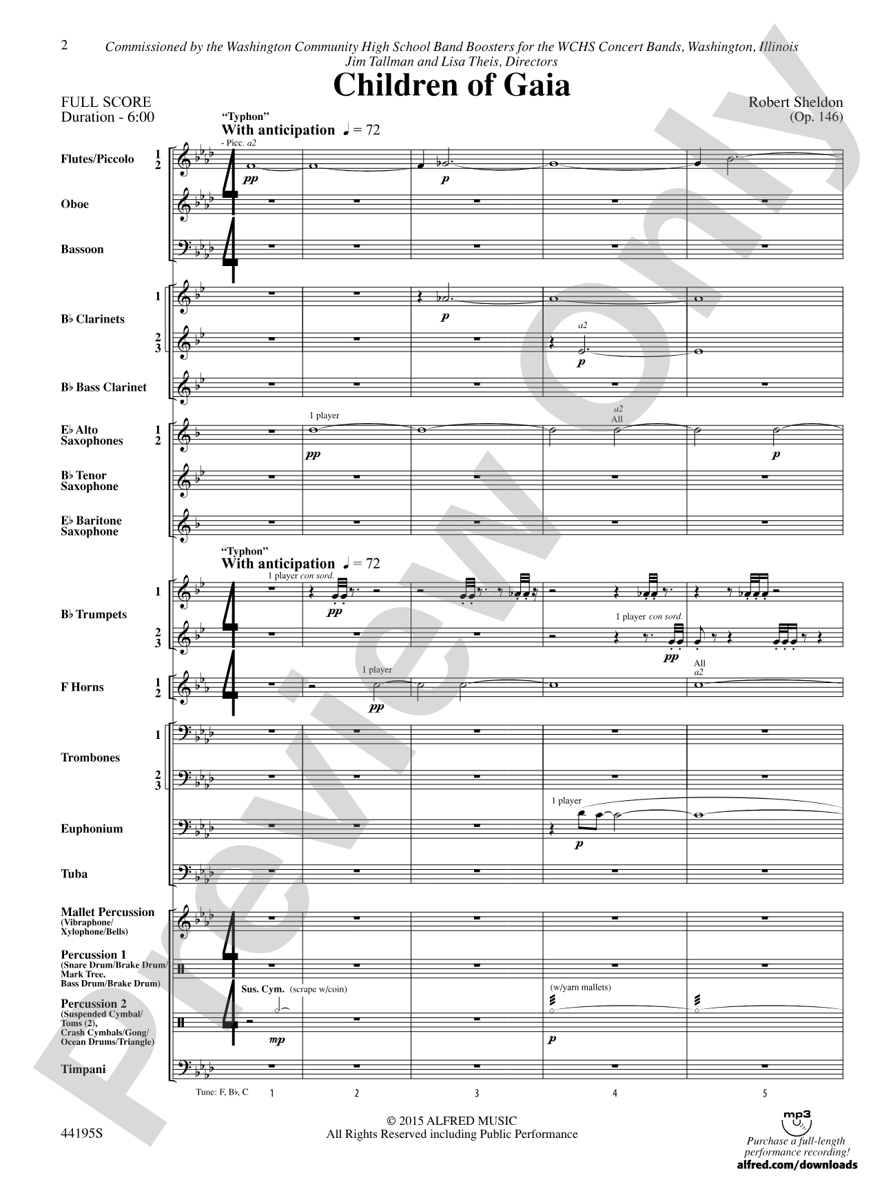 Children of Gaia: Concert Band Conductor Score & Parts