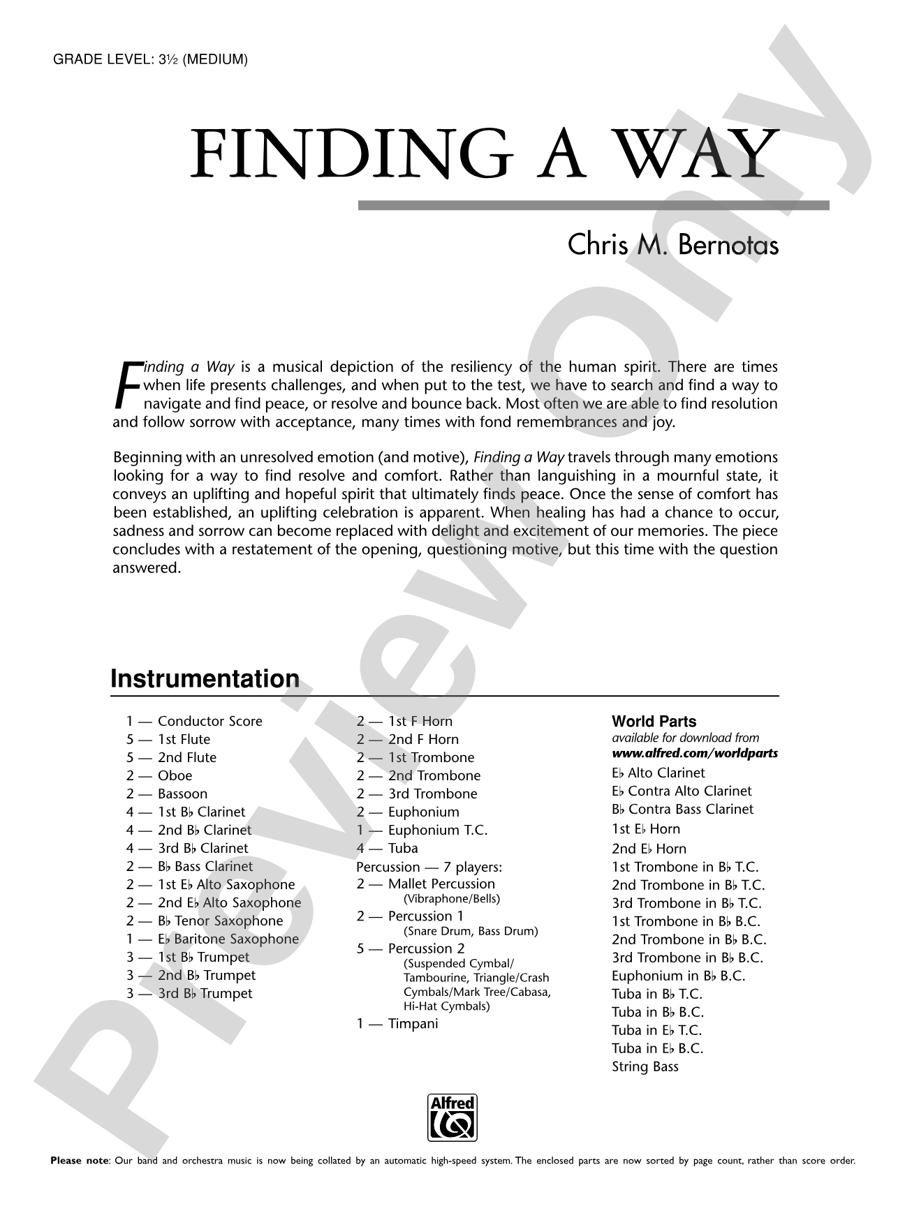 Finding a Way: Concert Band Conductor Score & Parts