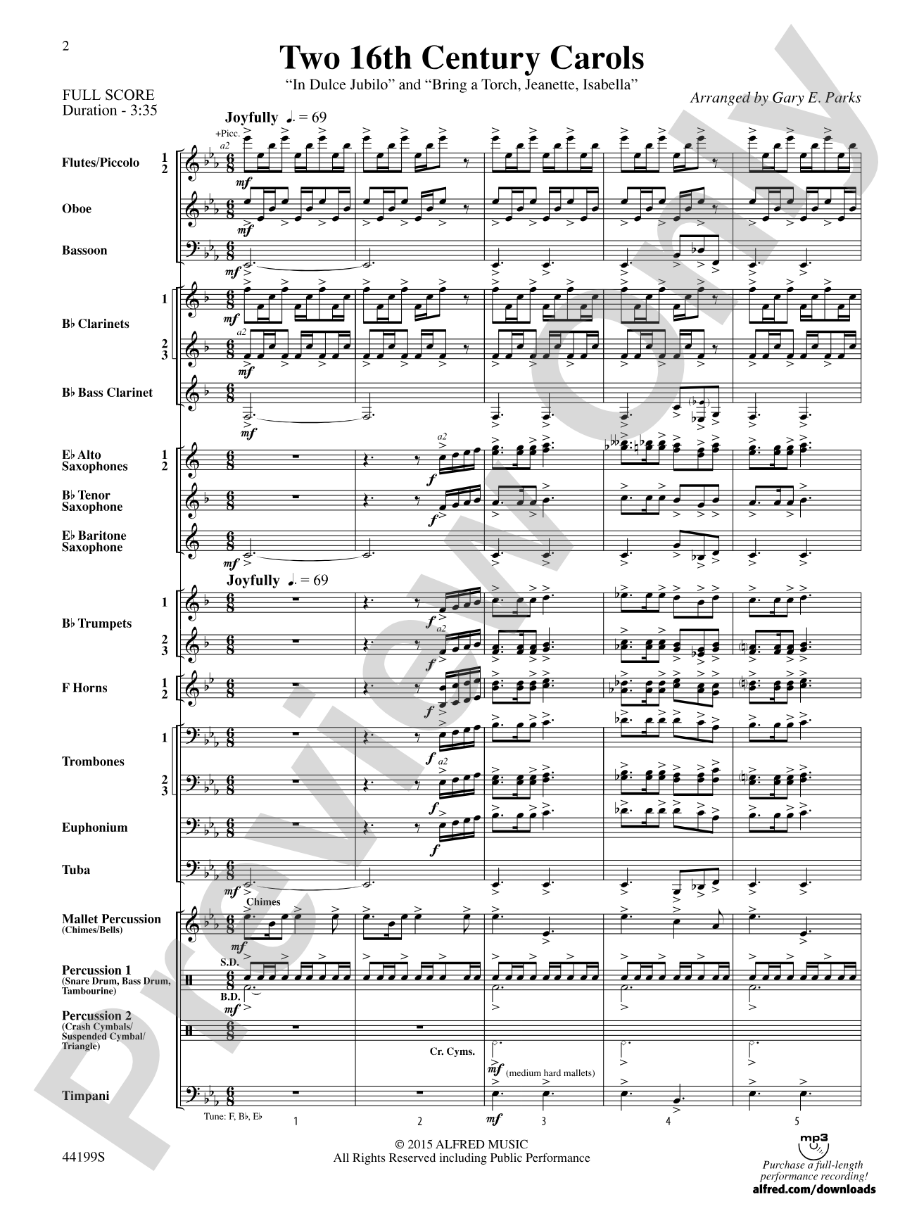 Two 16th Century Carols: Concert Band Conductor Score & Parts