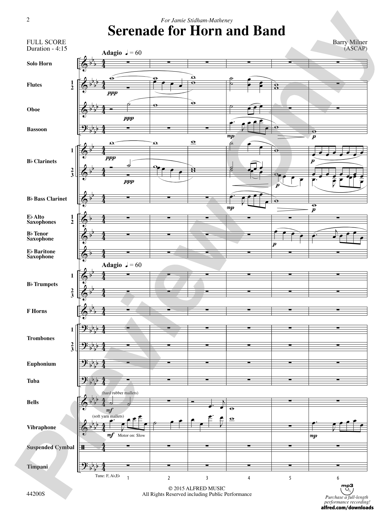 Serenade for Horn and Band: Concert Band Conductor Score & Parts