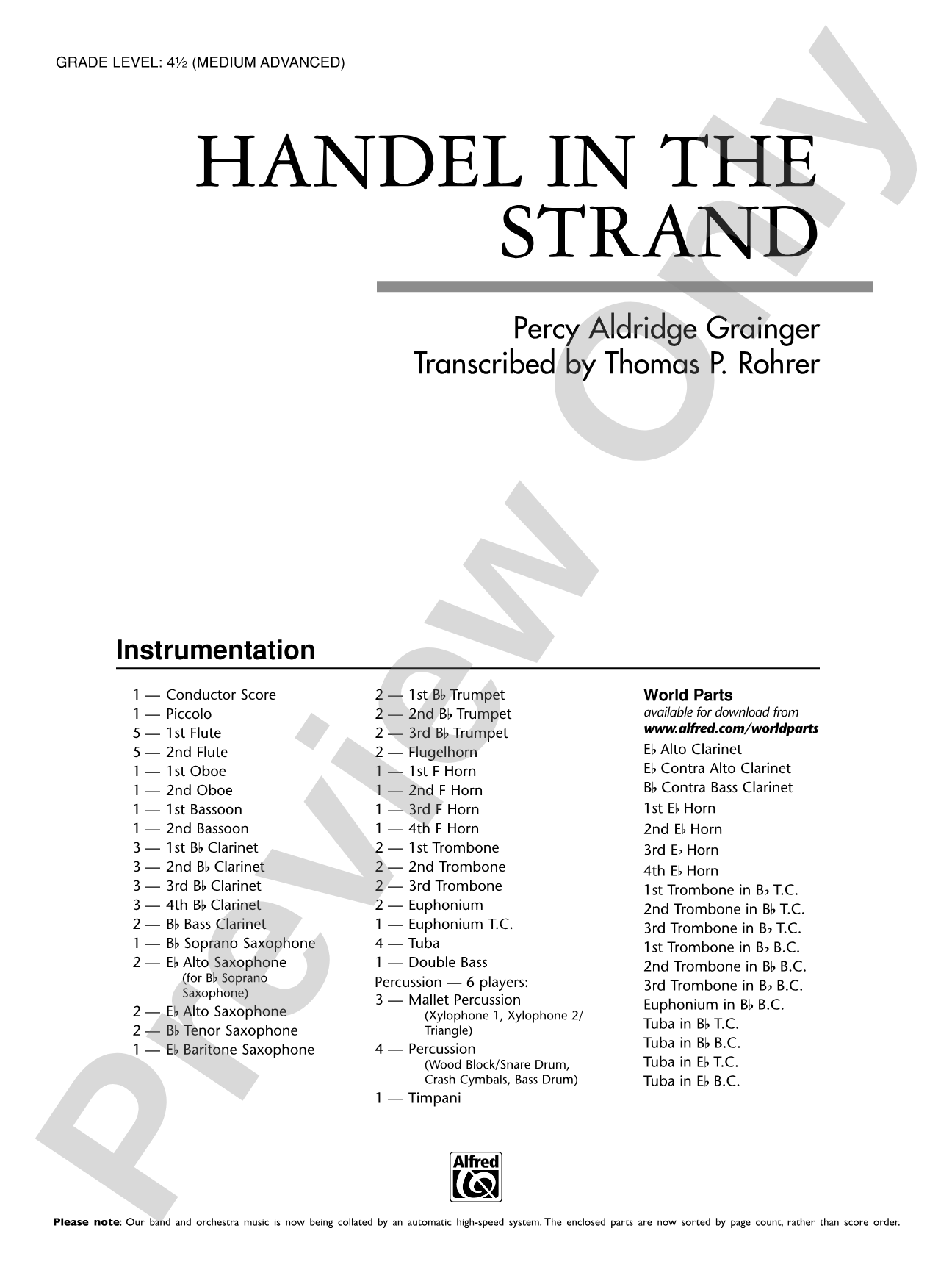 Handel in the Strand: Concert Band Conductor Score & Parts