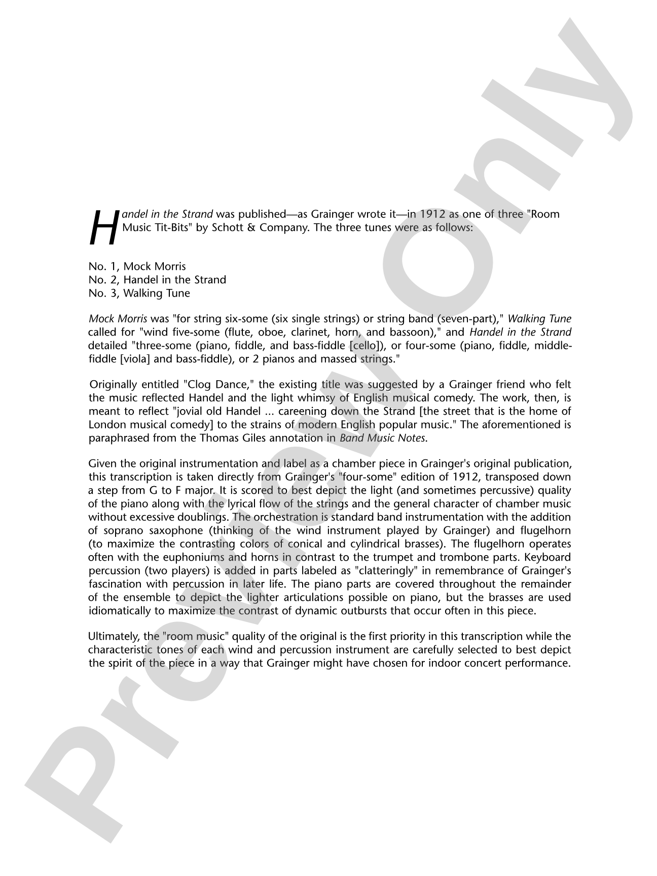 Handel in the Strand: Concert Band Conductor Score & Parts