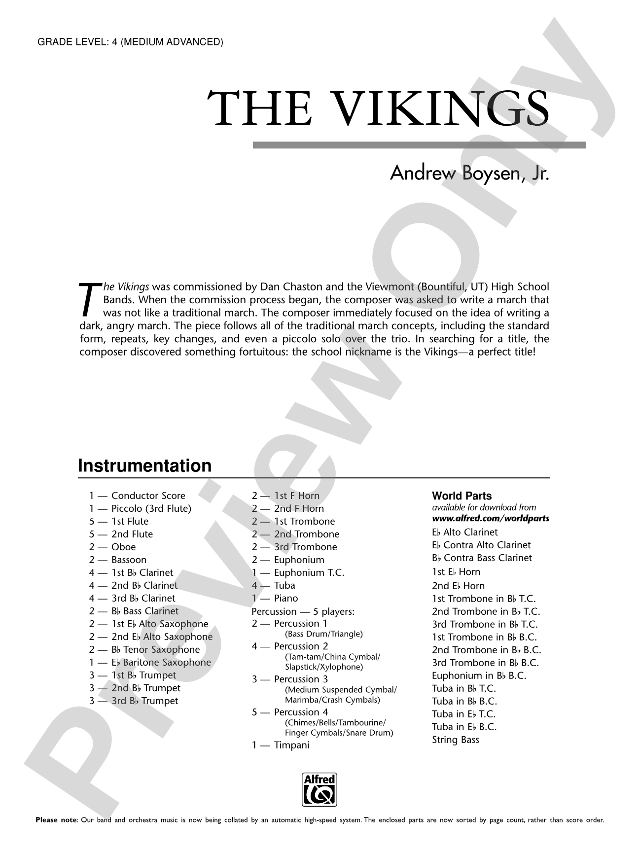 The Vikings: Concert Band Conductor Score & Parts