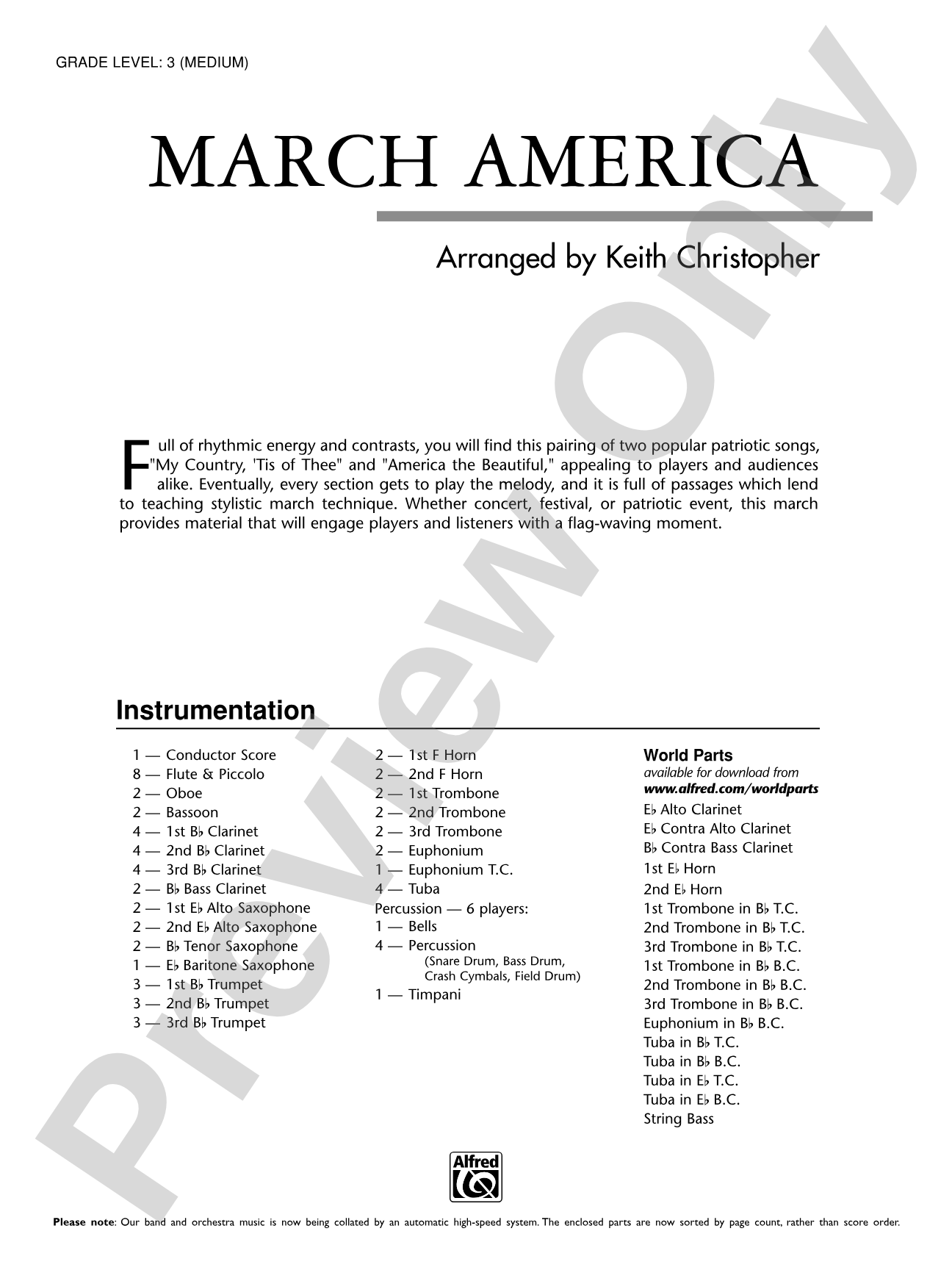 March America: Concert Band Conductor Score & Parts