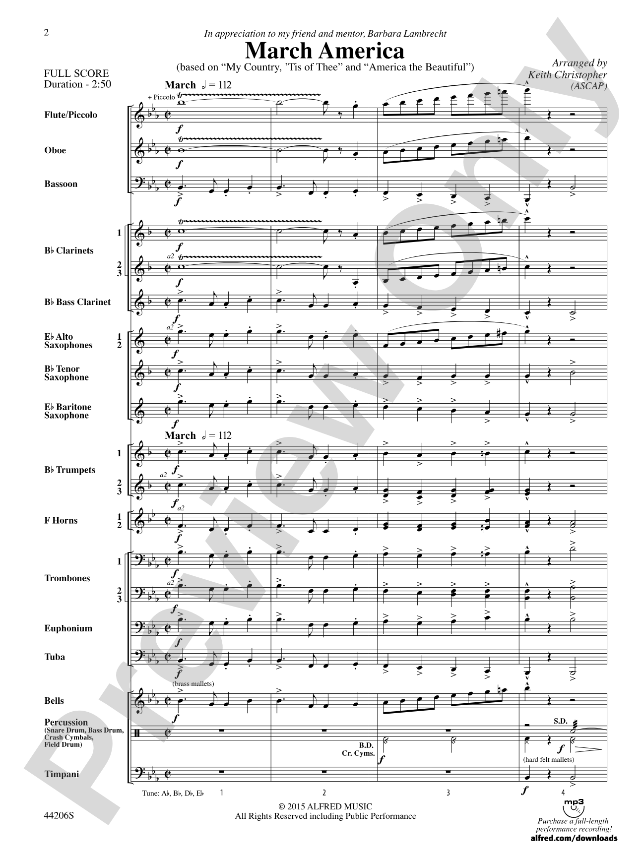 March America: Concert Band Conductor Score & Parts