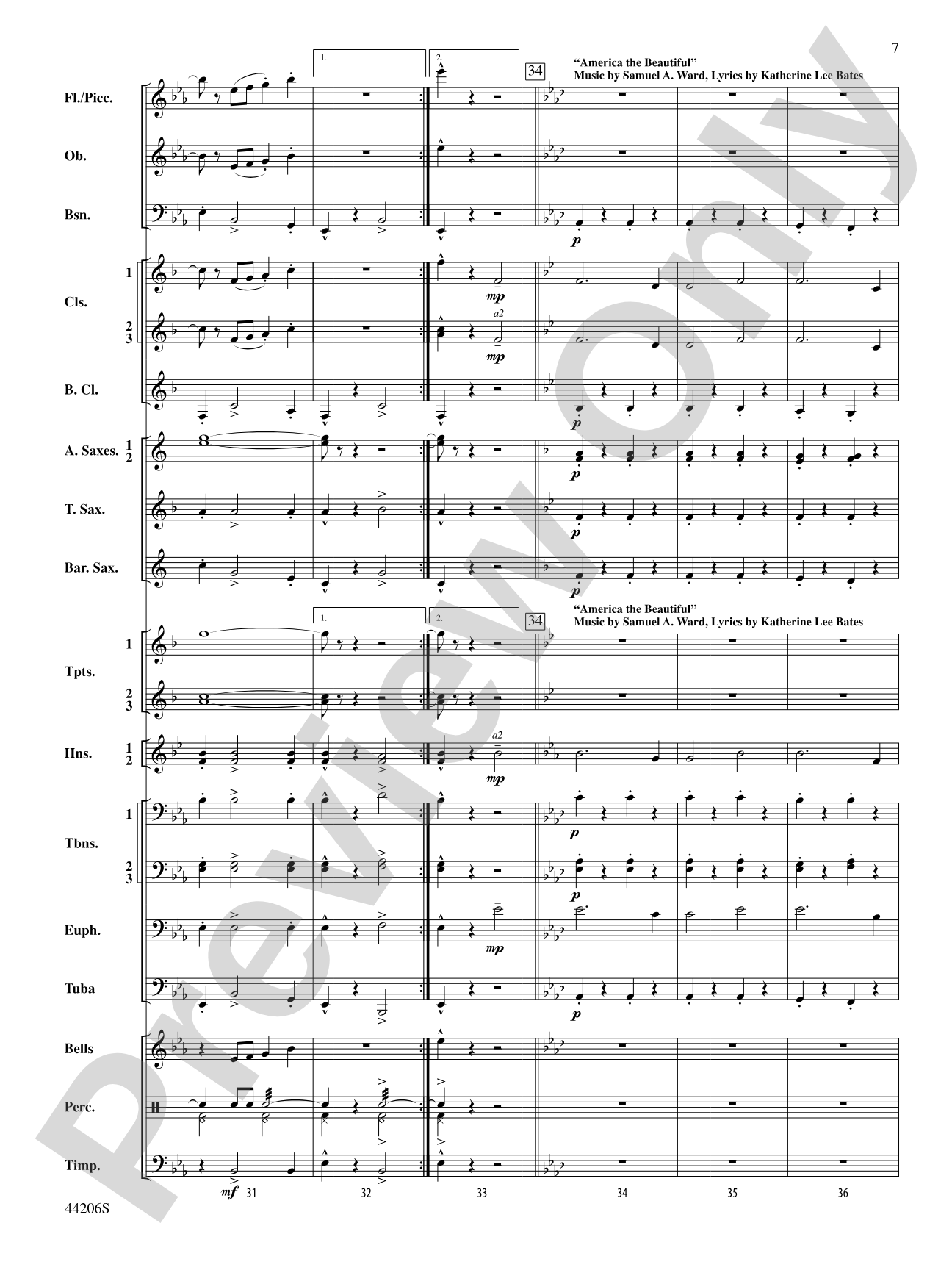 March America: Concert Band Conductor Score & Parts