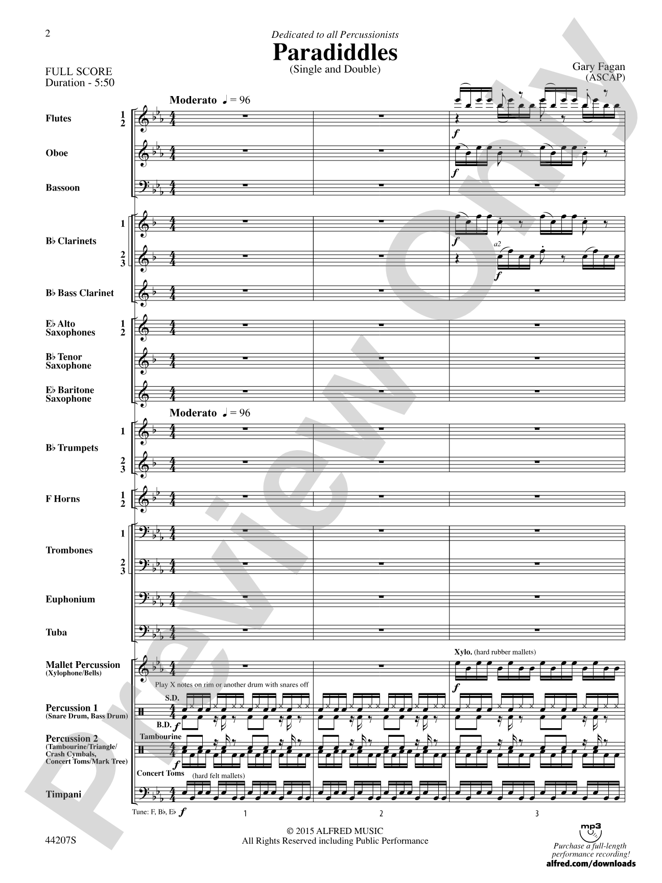 Paradiddles: Concert Band Conductor Score & Parts