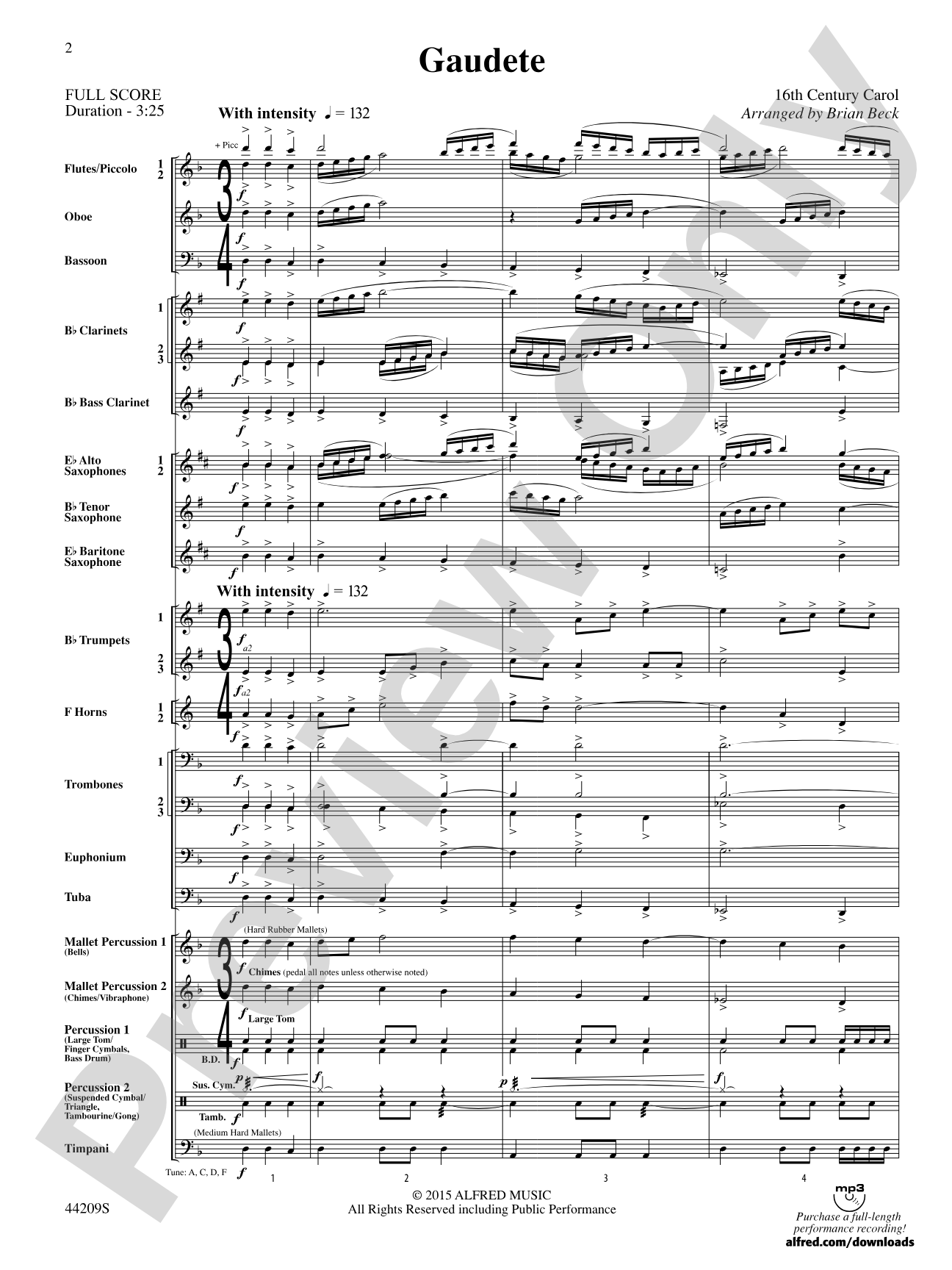 Gaudete: Concert Band Conductor Score & Parts