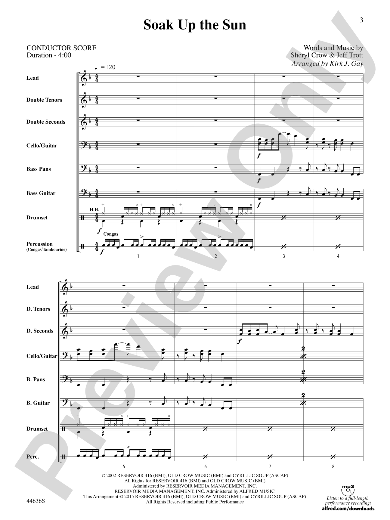 Soak Up the Sun: Steel Drum Conductor Score & Parts