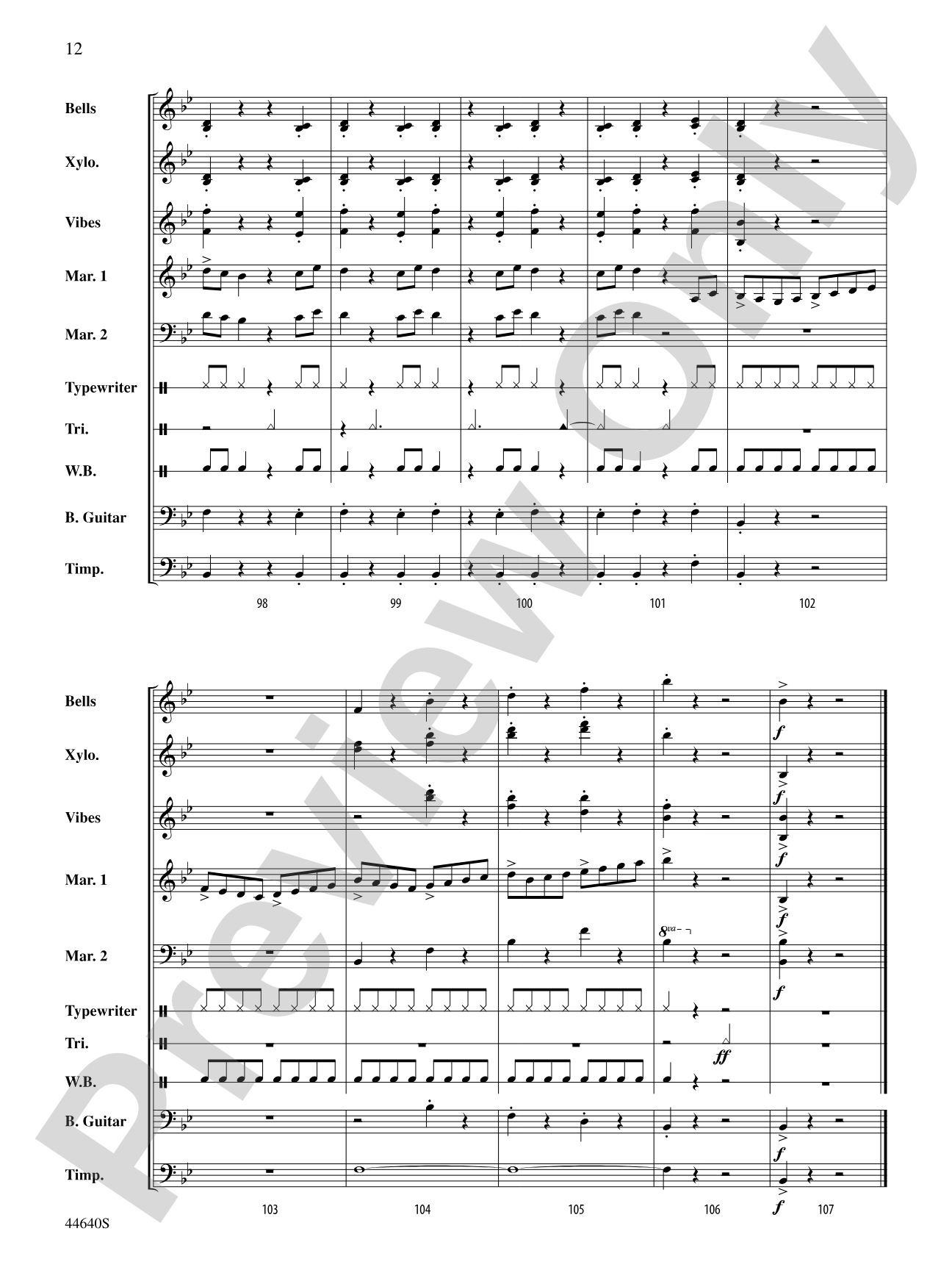 The Typewriter: Percussion Ensemble Conductor Score & Parts