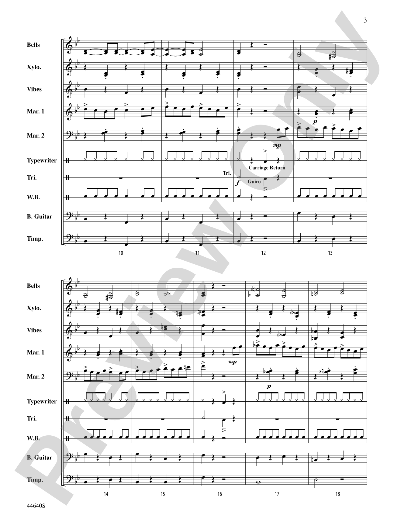 The Typewriter: Percussion Ensemble Conductor Score & Parts