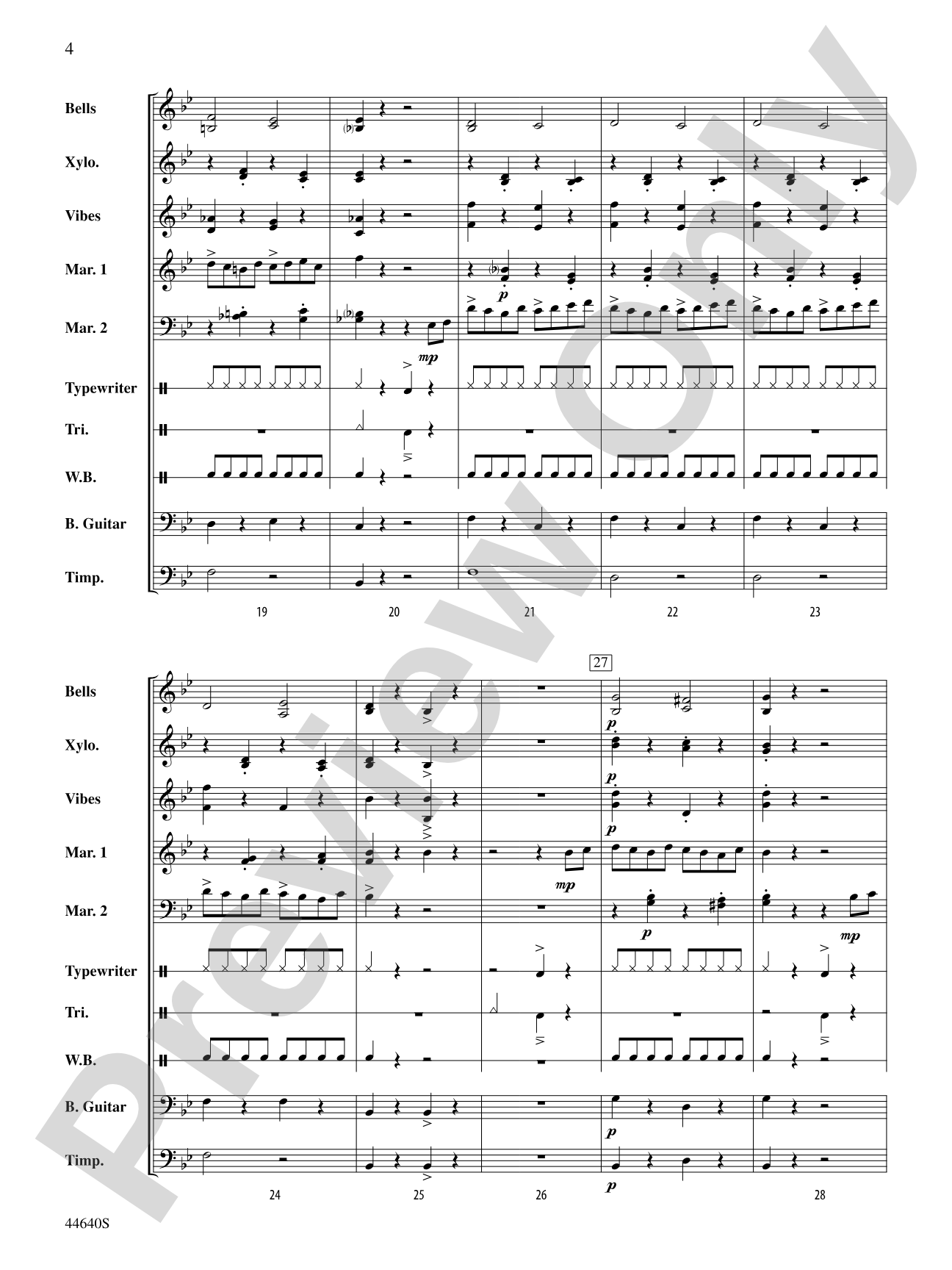 The Typewriter: Percussion Ensemble Conductor Score & Parts