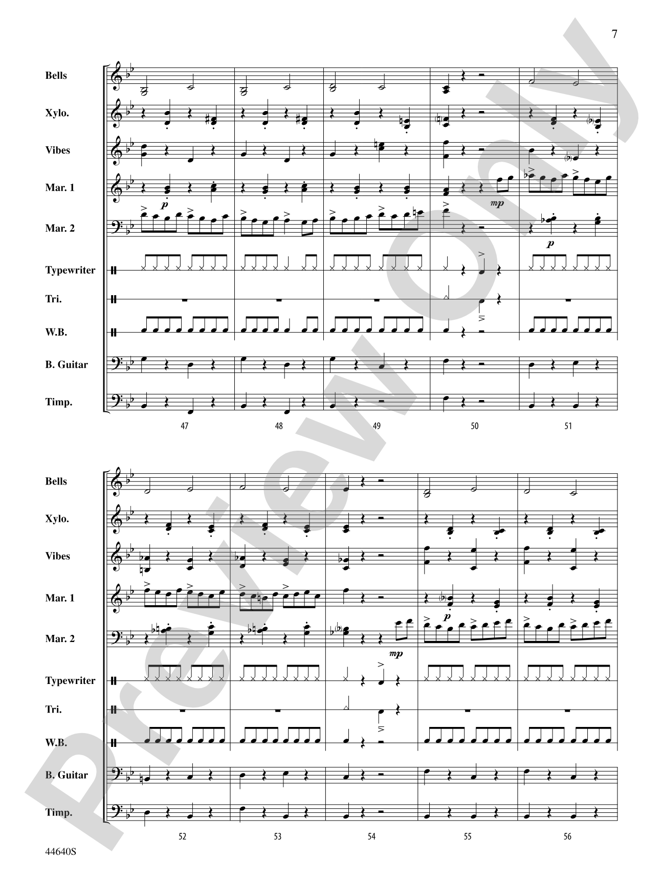 The Typewriter: Percussion Ensemble Conductor Score & Parts