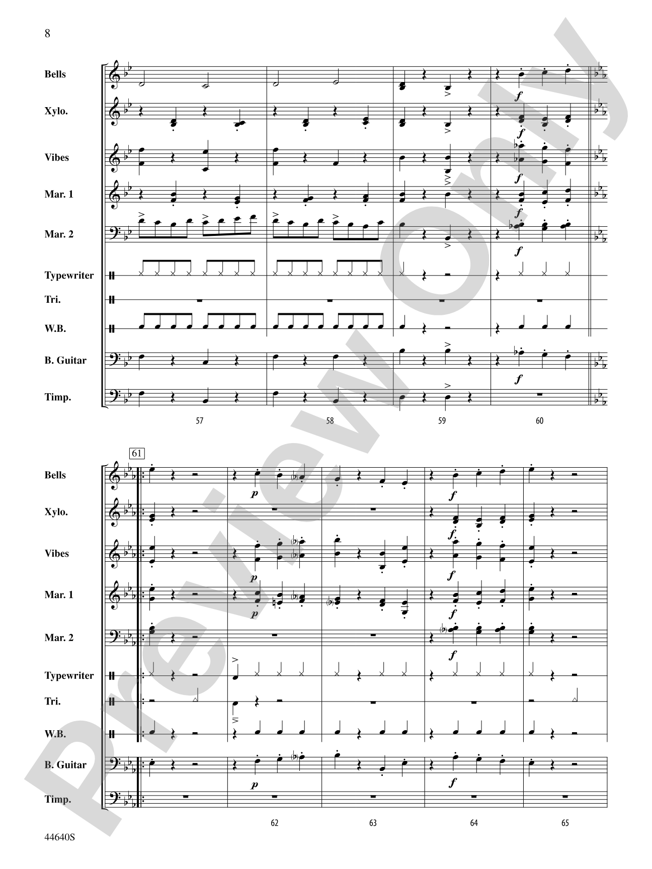 The Typewriter: Percussion Ensemble Conductor Score & Parts
