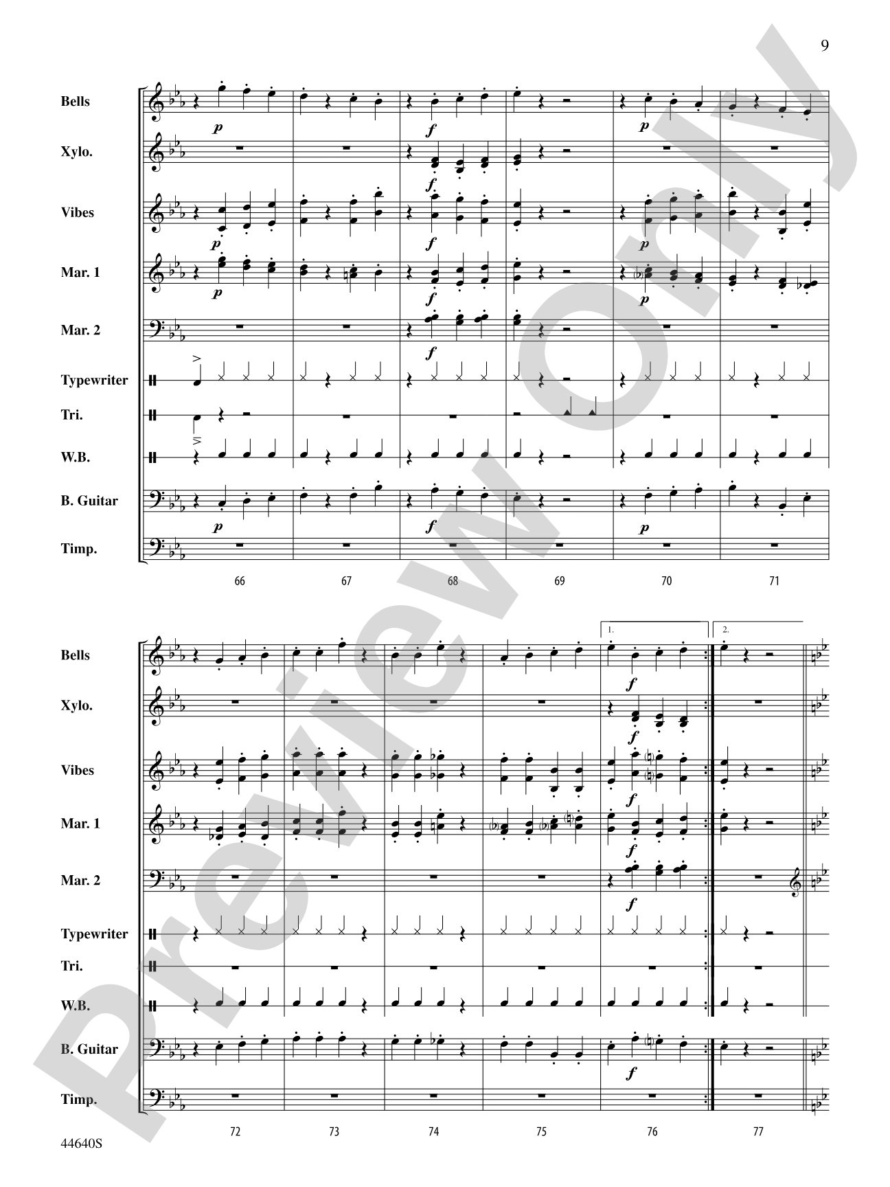 The Typewriter: Percussion Ensemble Conductor Score & Parts
