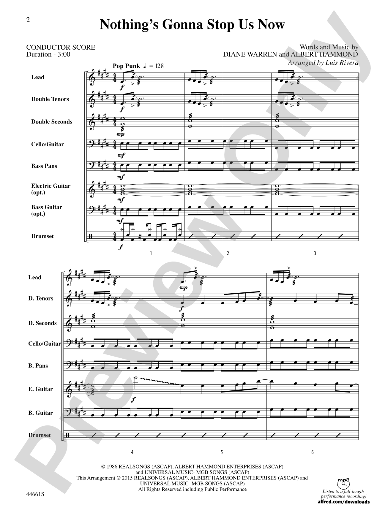 Nothing's Gonna Stop Us Now: Steel Drum Conductor Score & Parts
