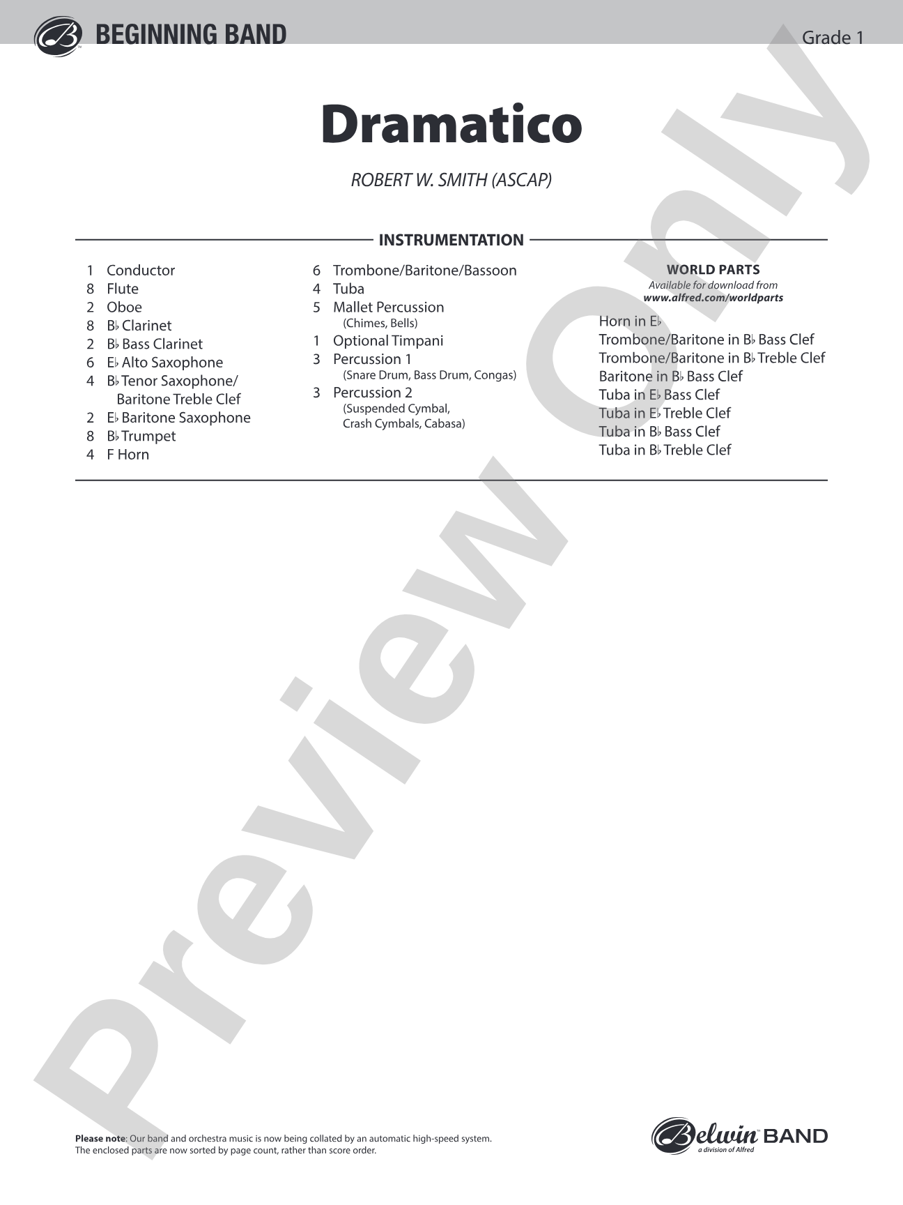 Dramatico: Concert Band Conductor Score & Parts