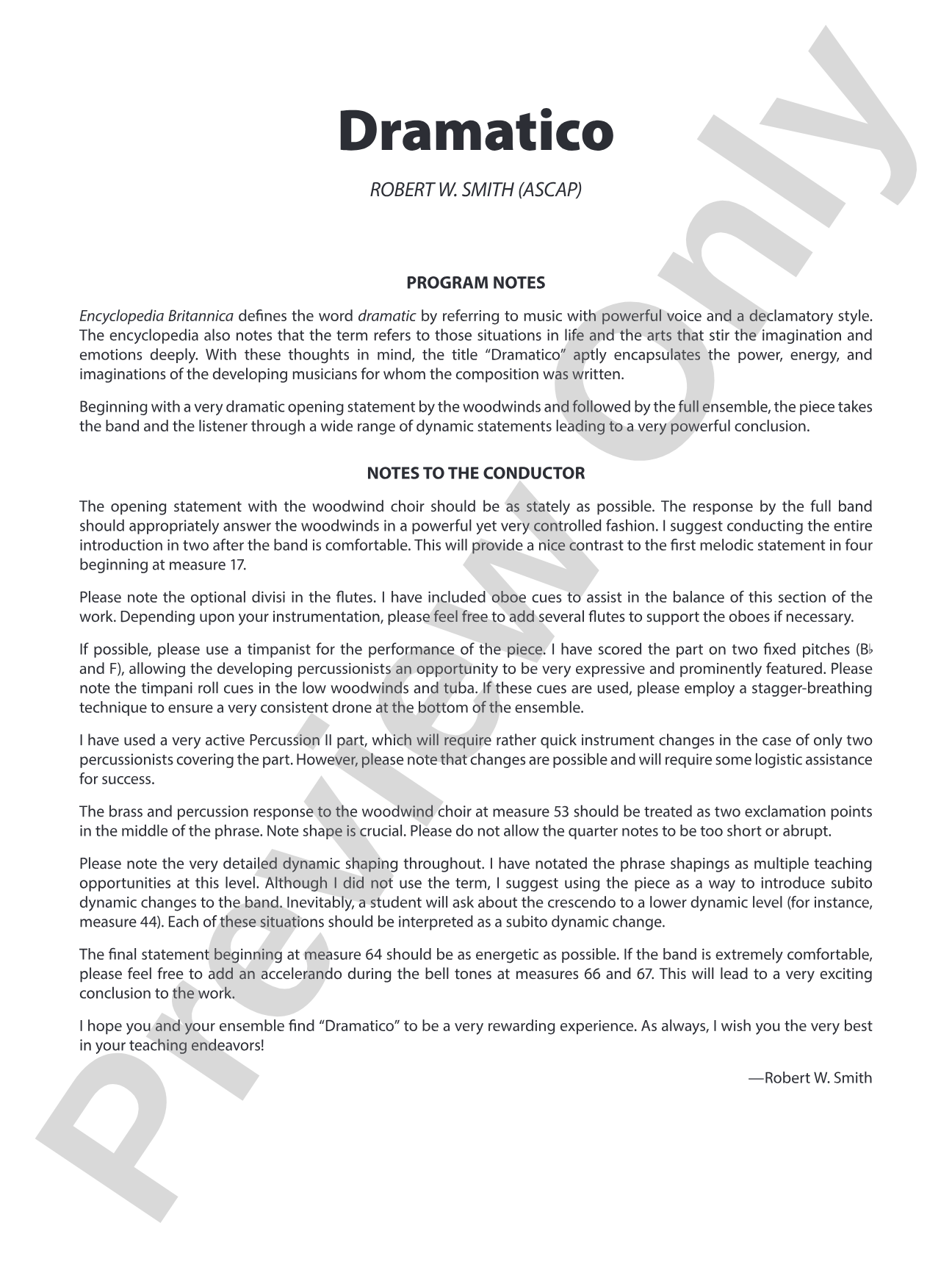 Dramatico: Concert Band Conductor Score & Parts