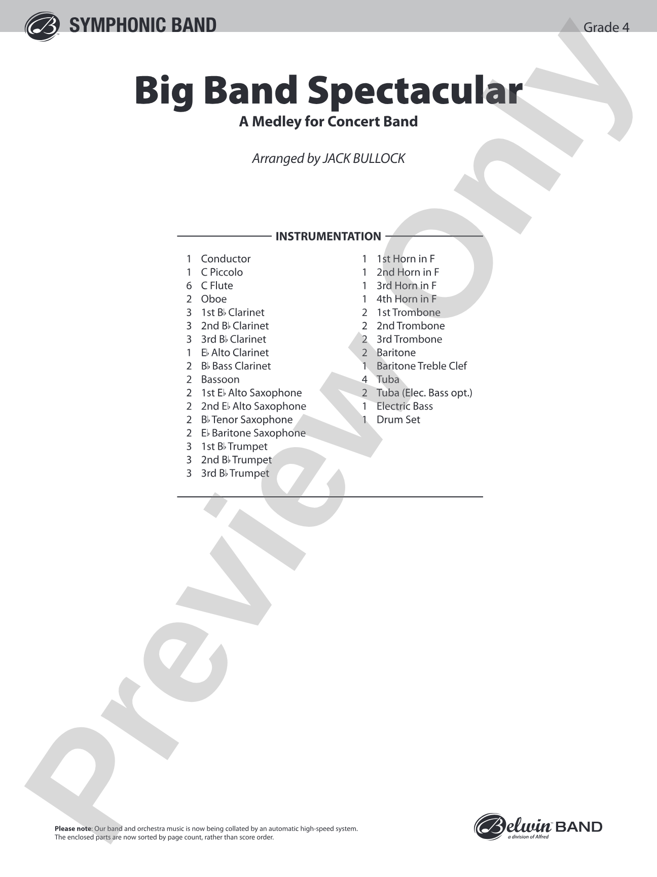 Big Band Spectacular: Score