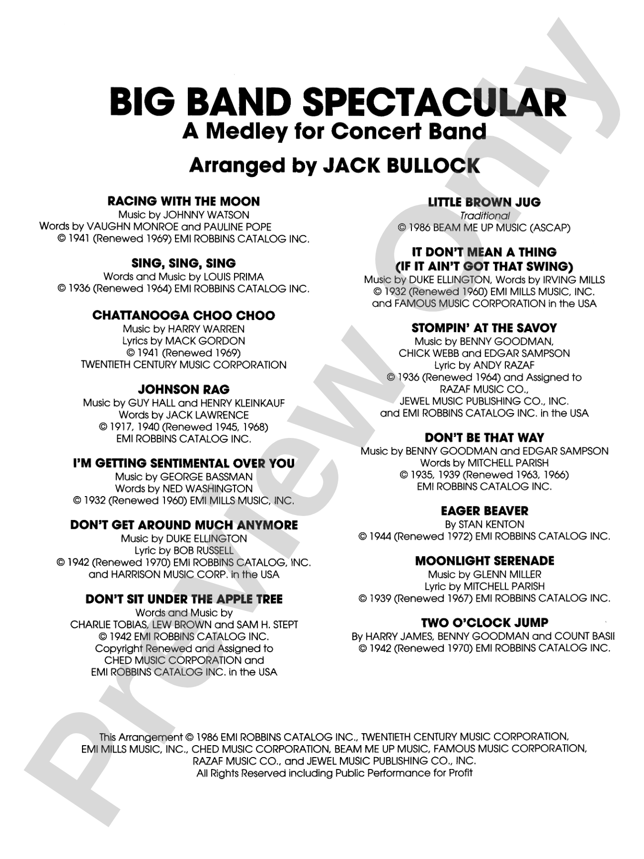 Big Band Spectacular: Score