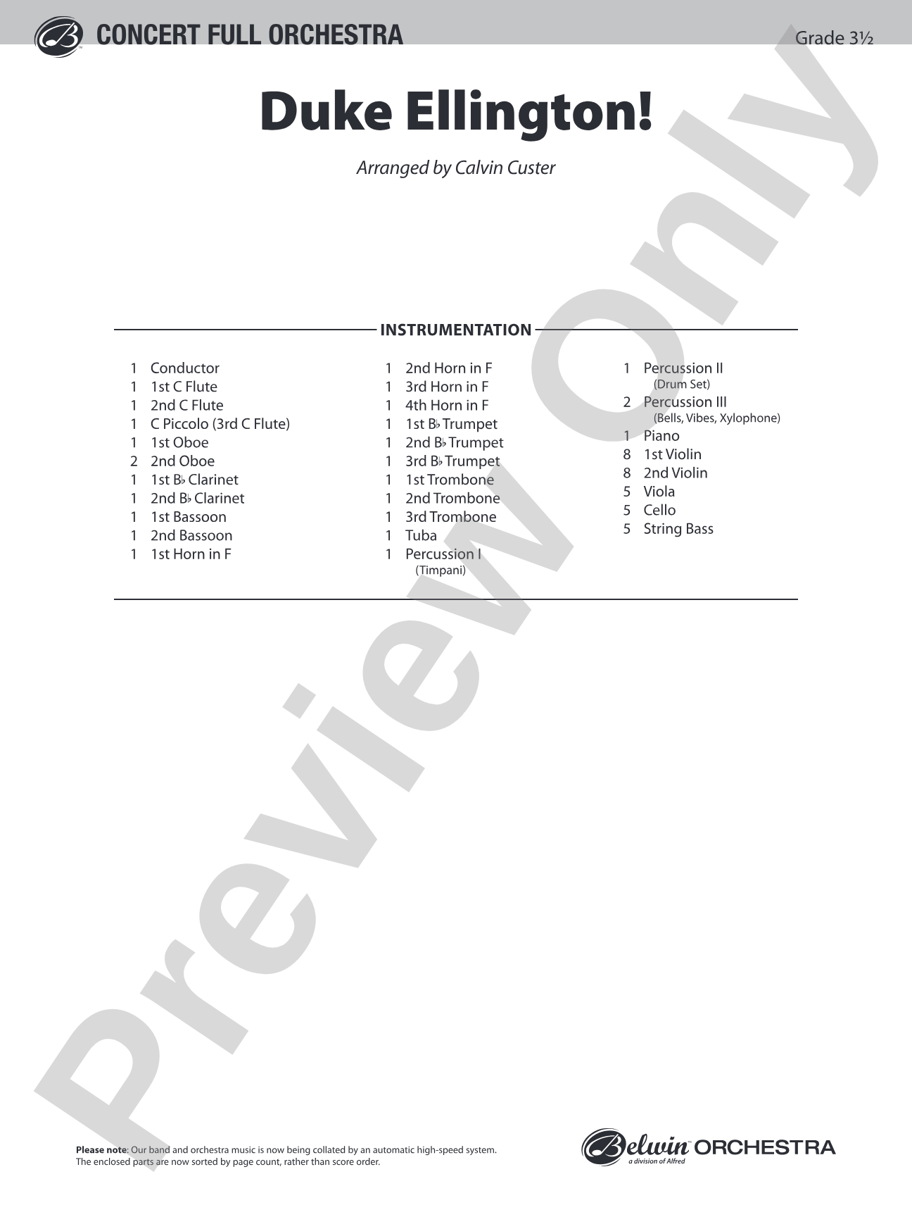 Duke Ellington: Full Orchestra Conductor Score & Parts