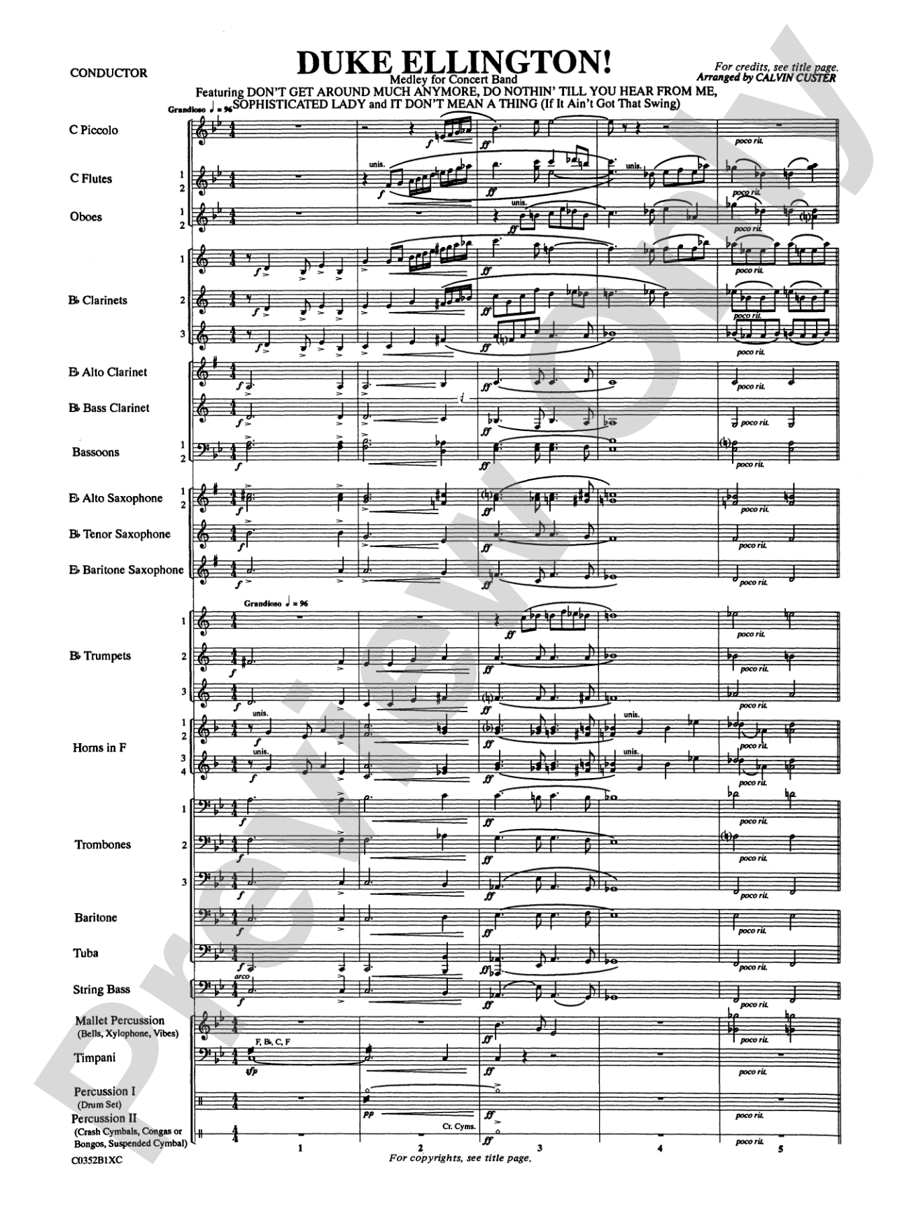 Duke Ellington! (Medley for Concert Band): Concert Band Conductor Score & Parts