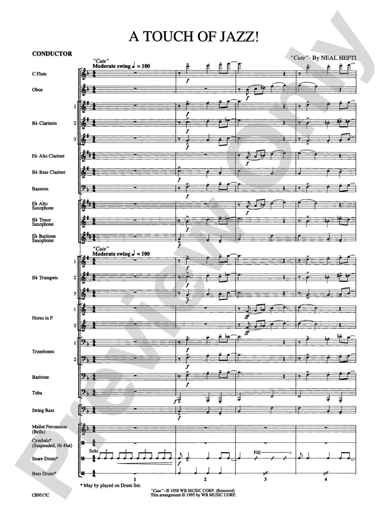 A Touch of Jazz!: Concert Band Conductor Score & Parts