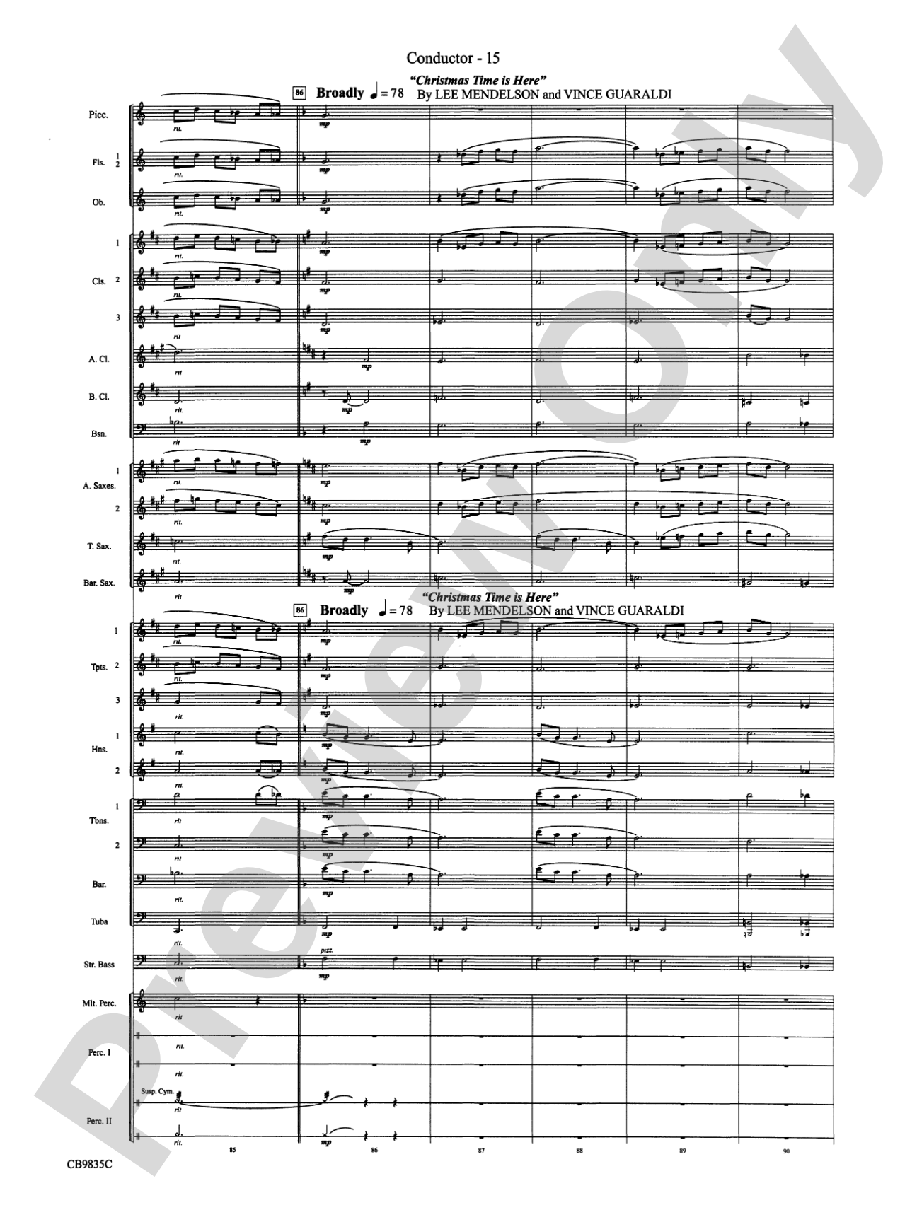A Charlie Brown Christmas: Concert Band Conductor Score & Parts