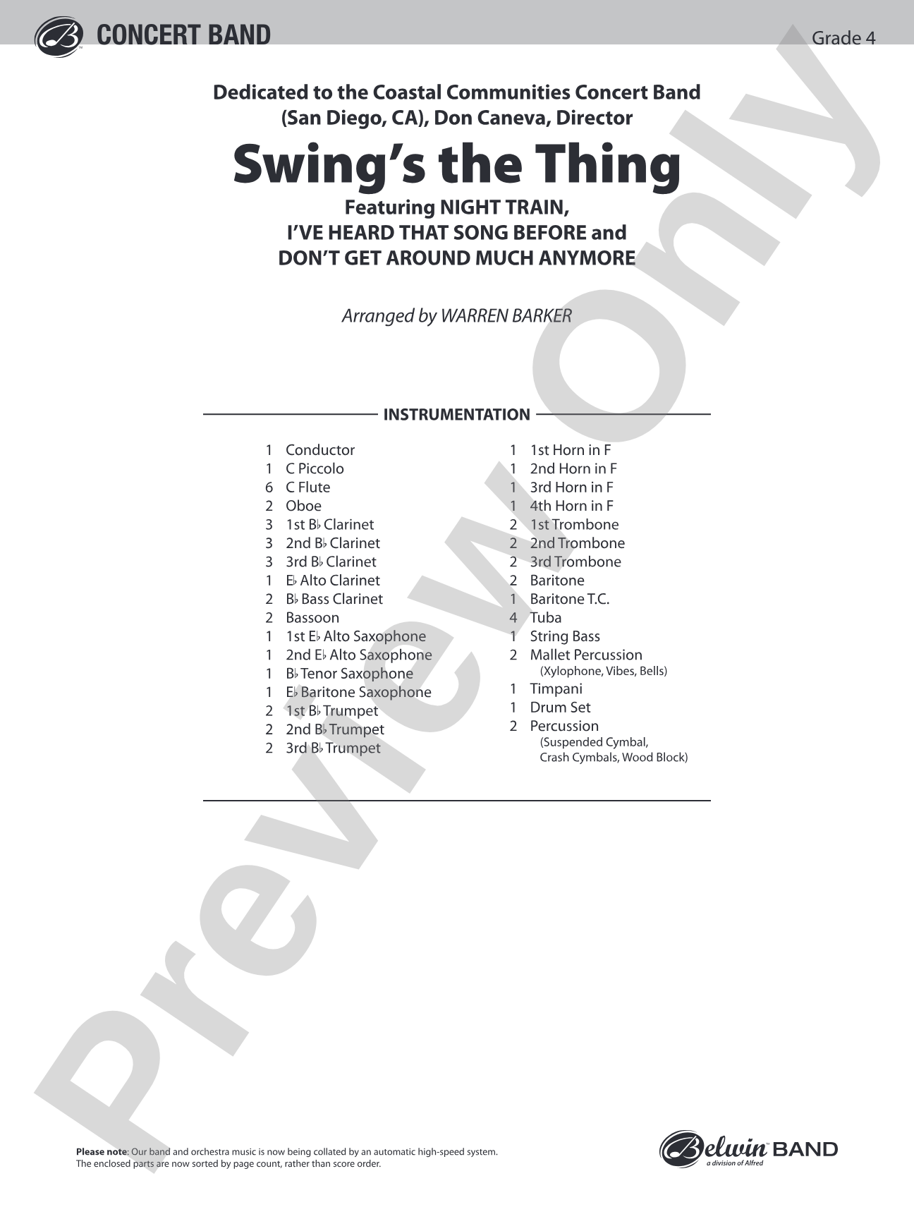 Swing's the Thing: Score
