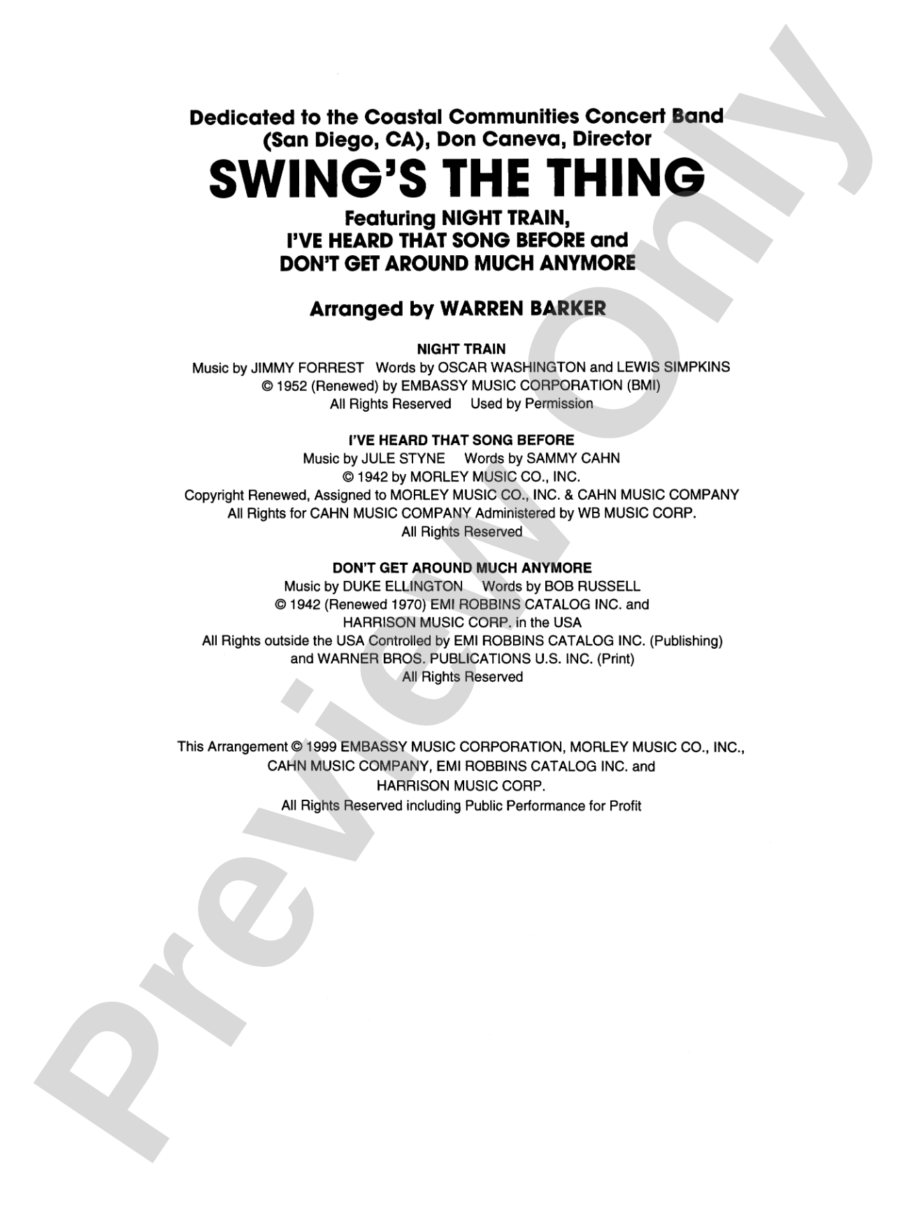 Swing's the Thing: Score