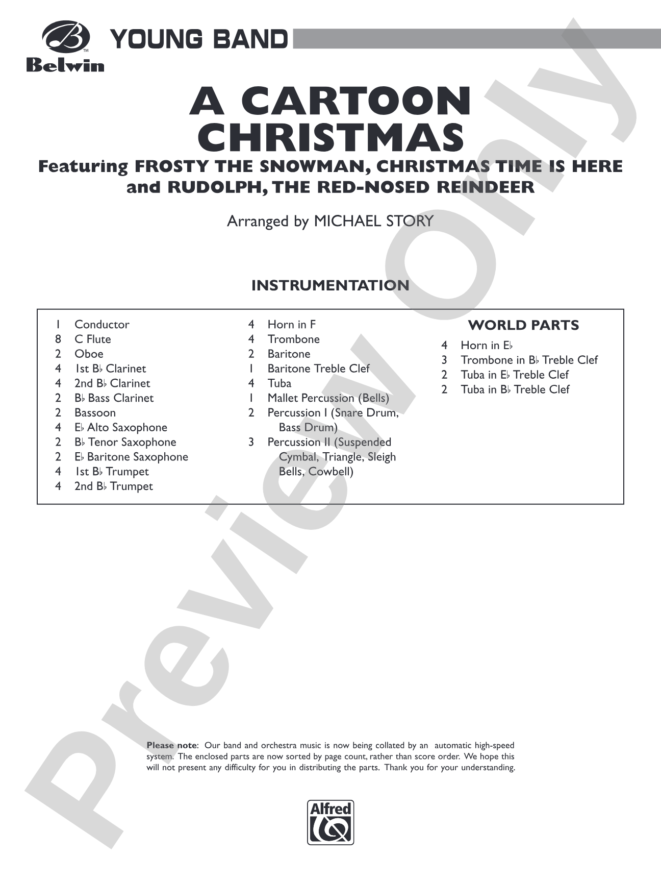 A Cartoon Christmas: Concert Band Conductor Score & Parts