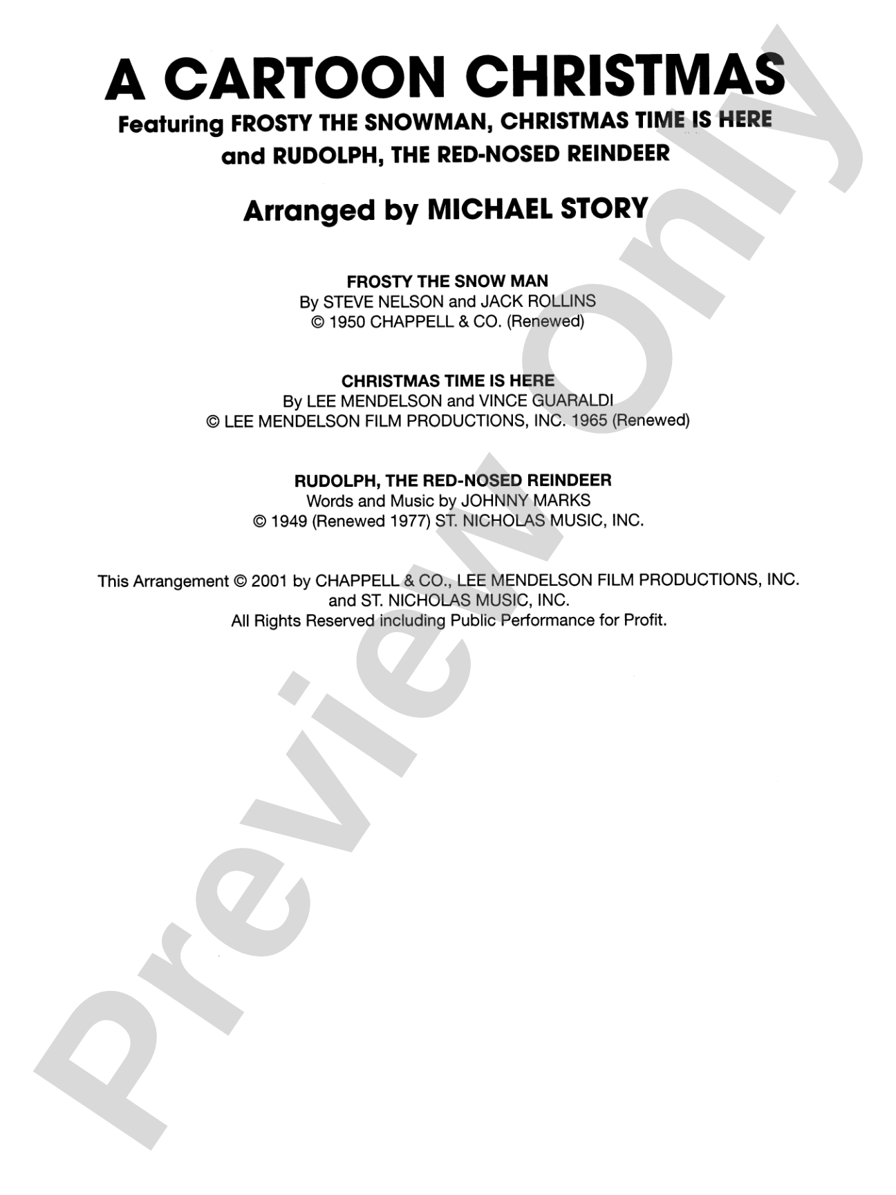 A Cartoon Christmas: Concert Band Conductor Score & Parts