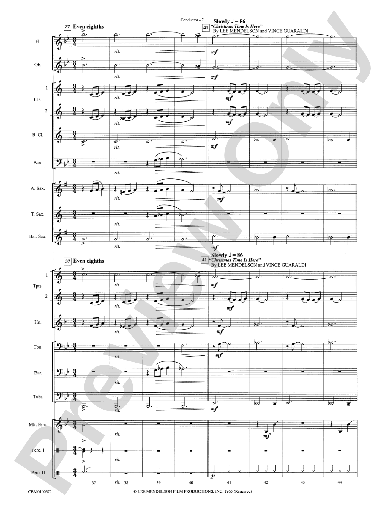 A Cartoon Christmas: Concert Band Conductor Score & Parts
