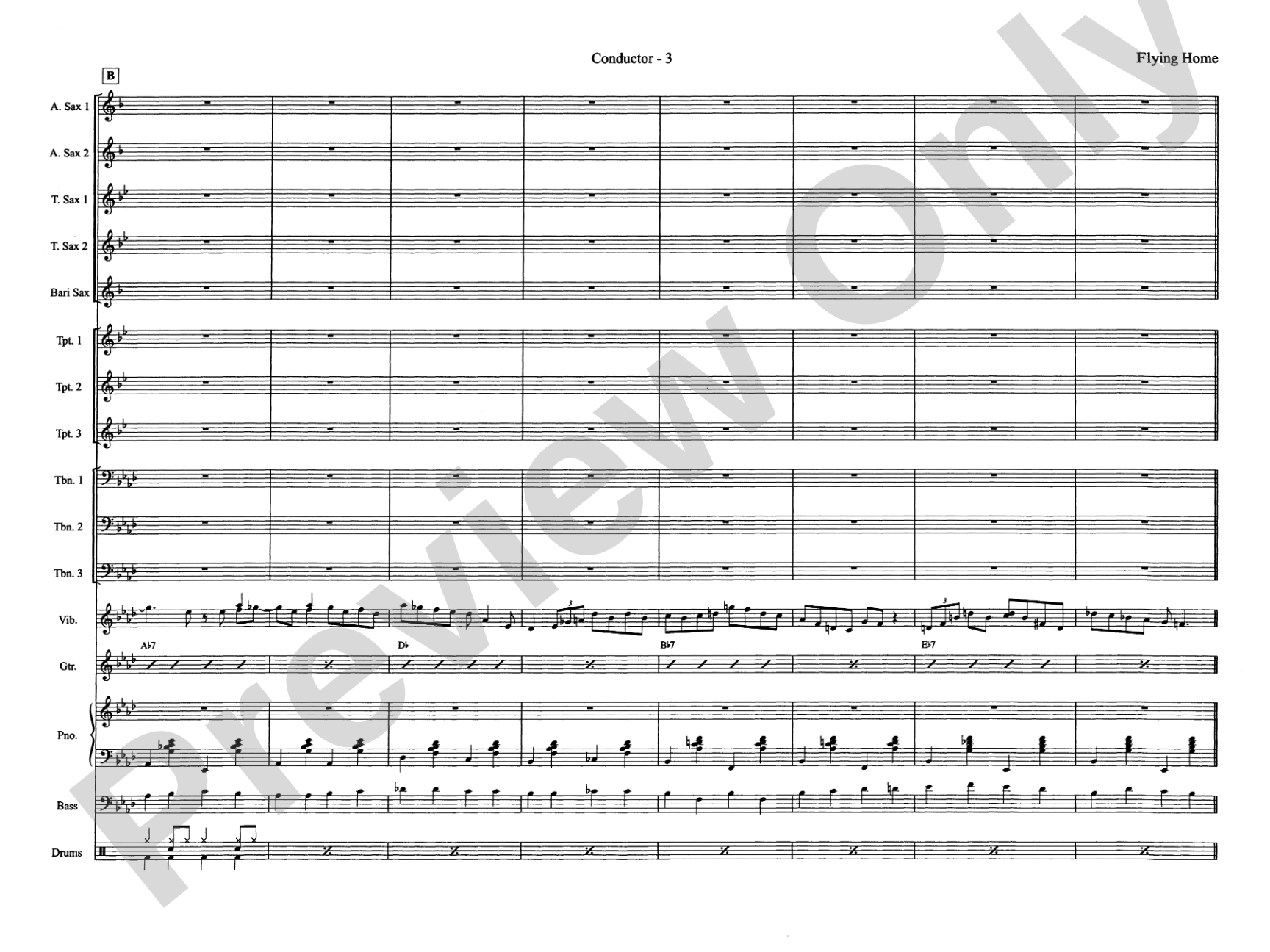 Flying Home: Jazz Ensemble Conductor Score & Parts