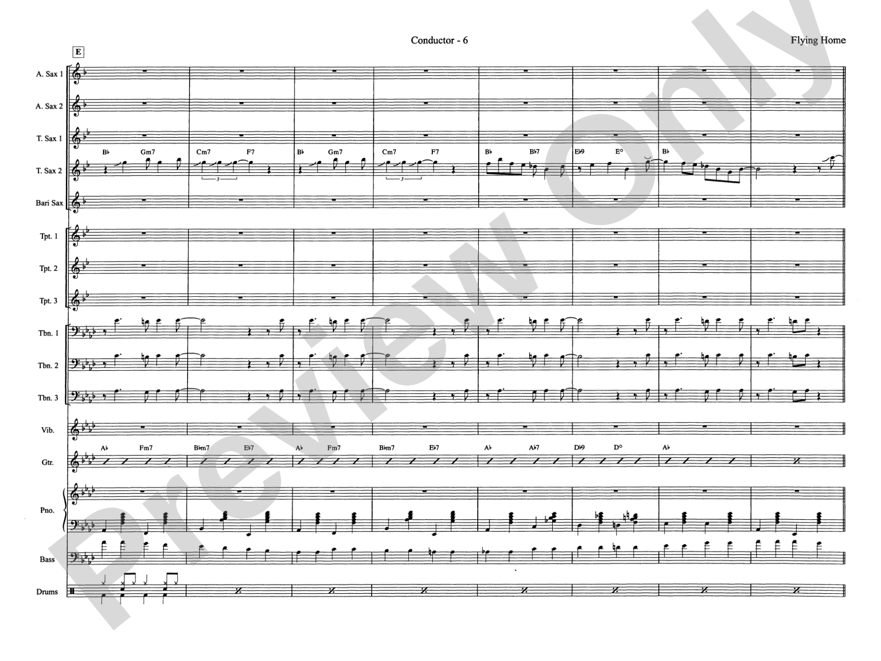 Flying Home: Jazz Ensemble Conductor Score & Parts