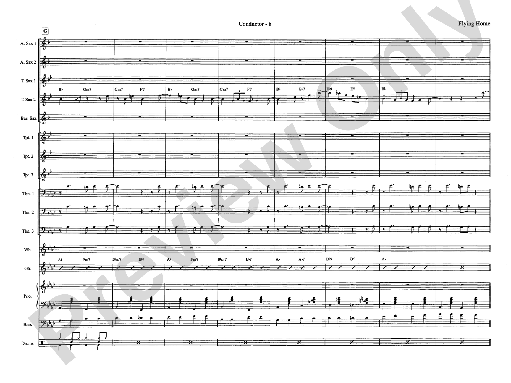 Flying Home: Jazz Ensemble Conductor Score & Parts